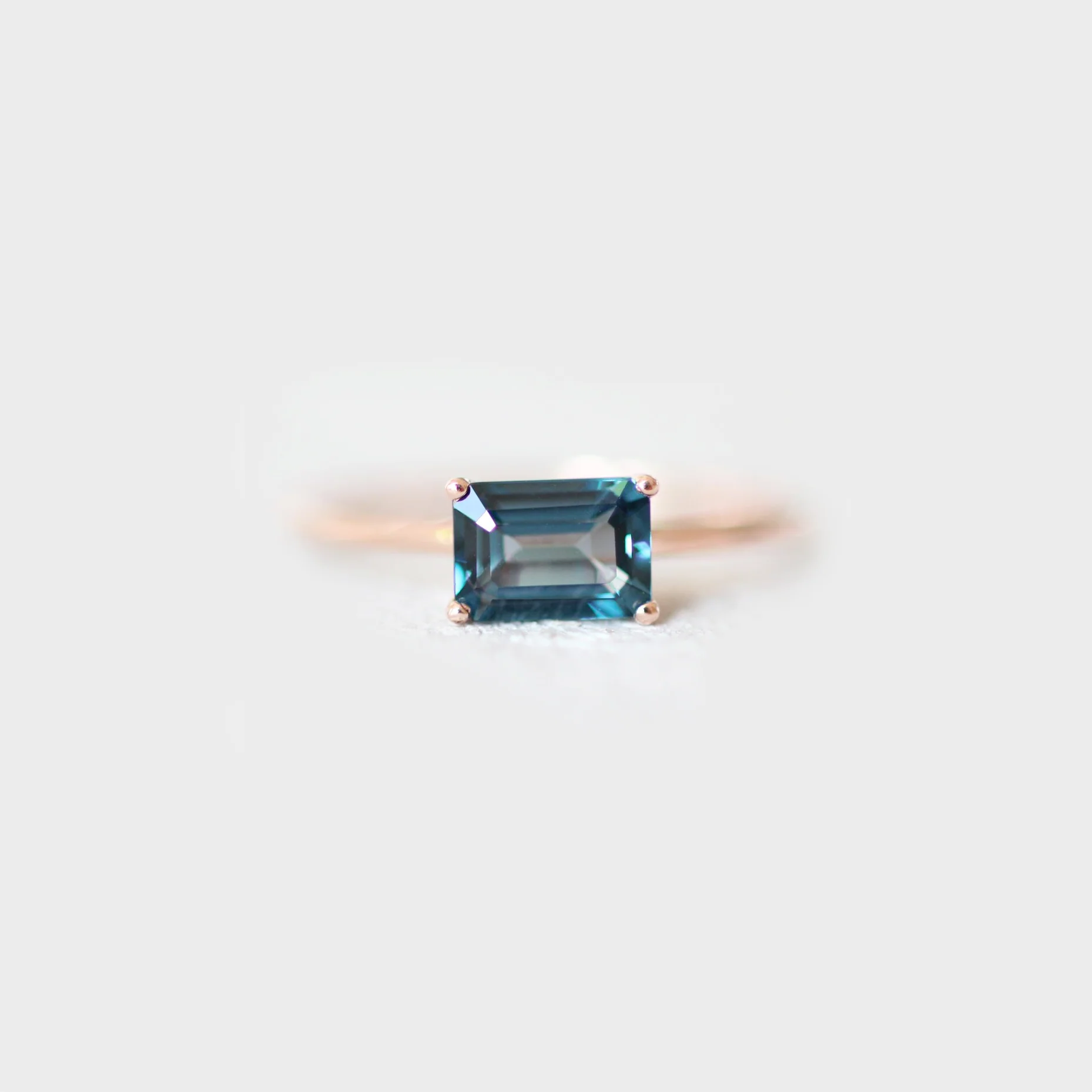 Ruthie Ring with an Emerald Cut London Blue Topaz - Made to Order - Image 4