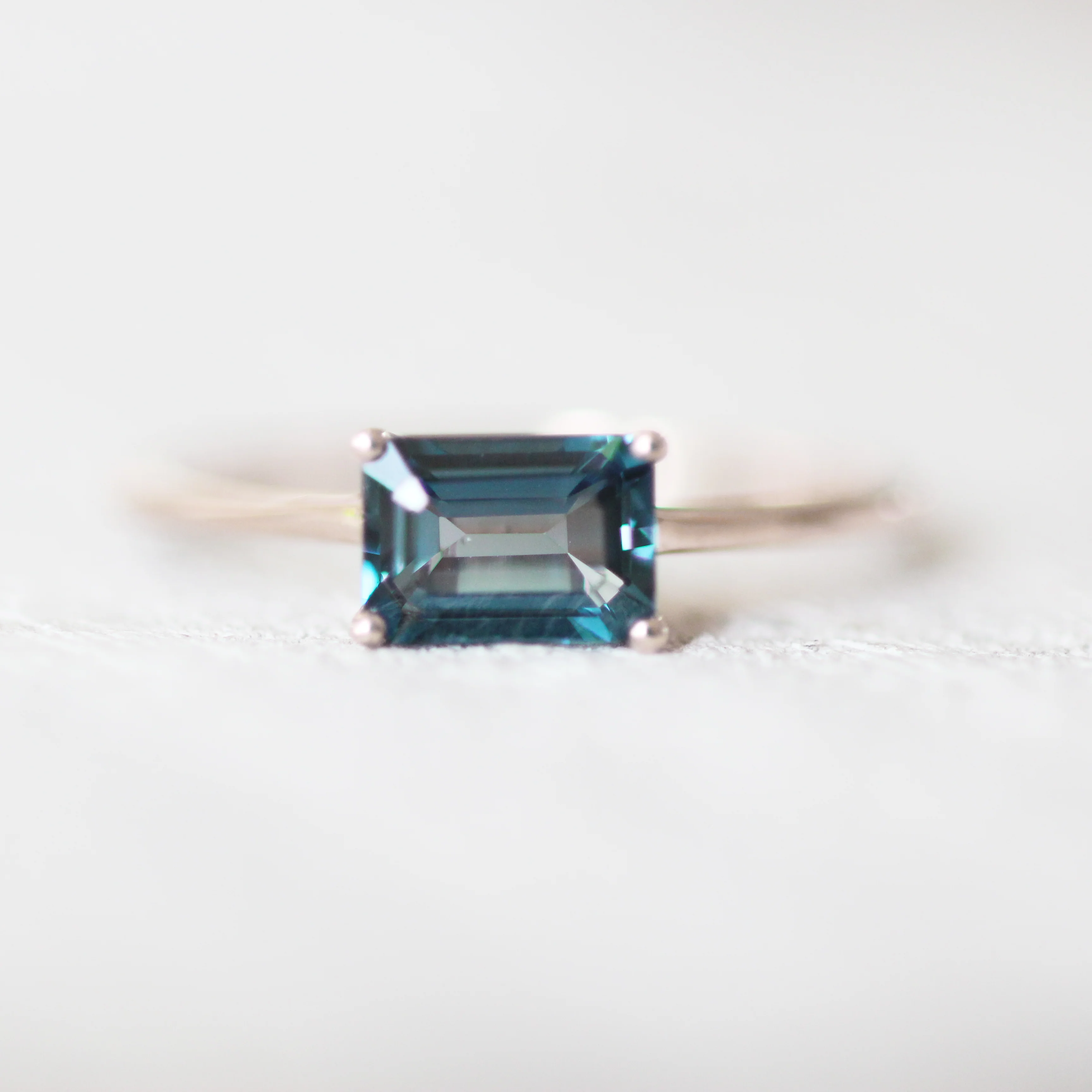 Ruthie Ring with an Emerald Cut London Blue Topaz - Made to Order - Image 5