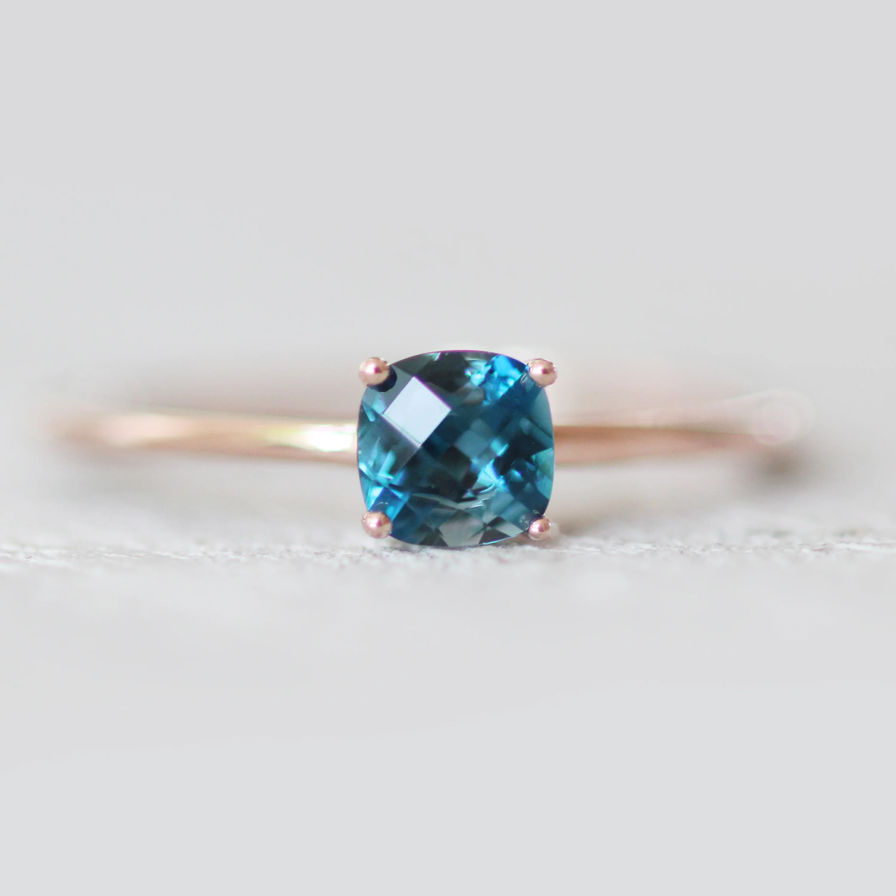 Ruthie Ring with a Cushion Cut London Blue Topaz - Made to Order - Image 6