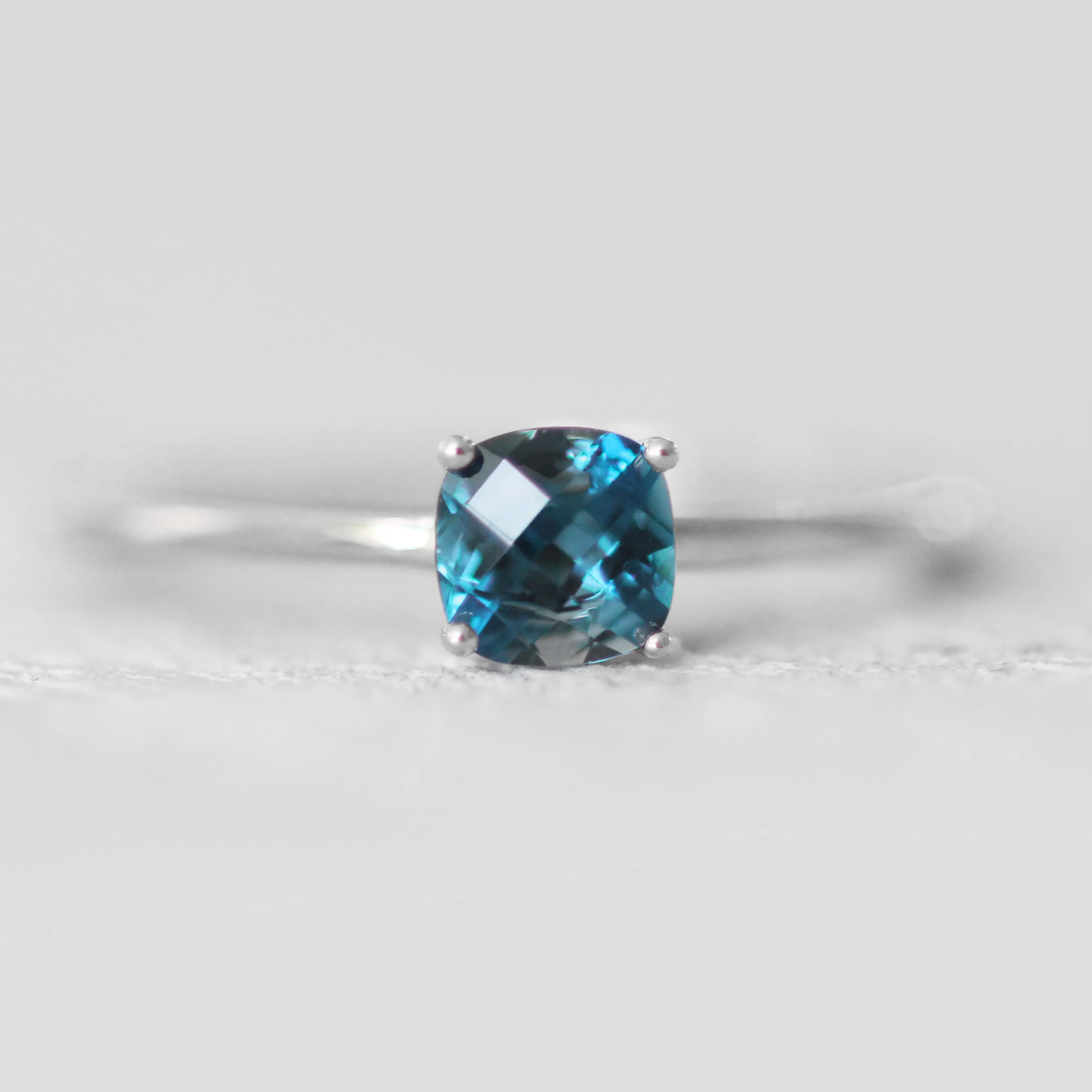 Ruthie Ring with a Cushion Cut London Blue Topaz - Made to Order - Image 7