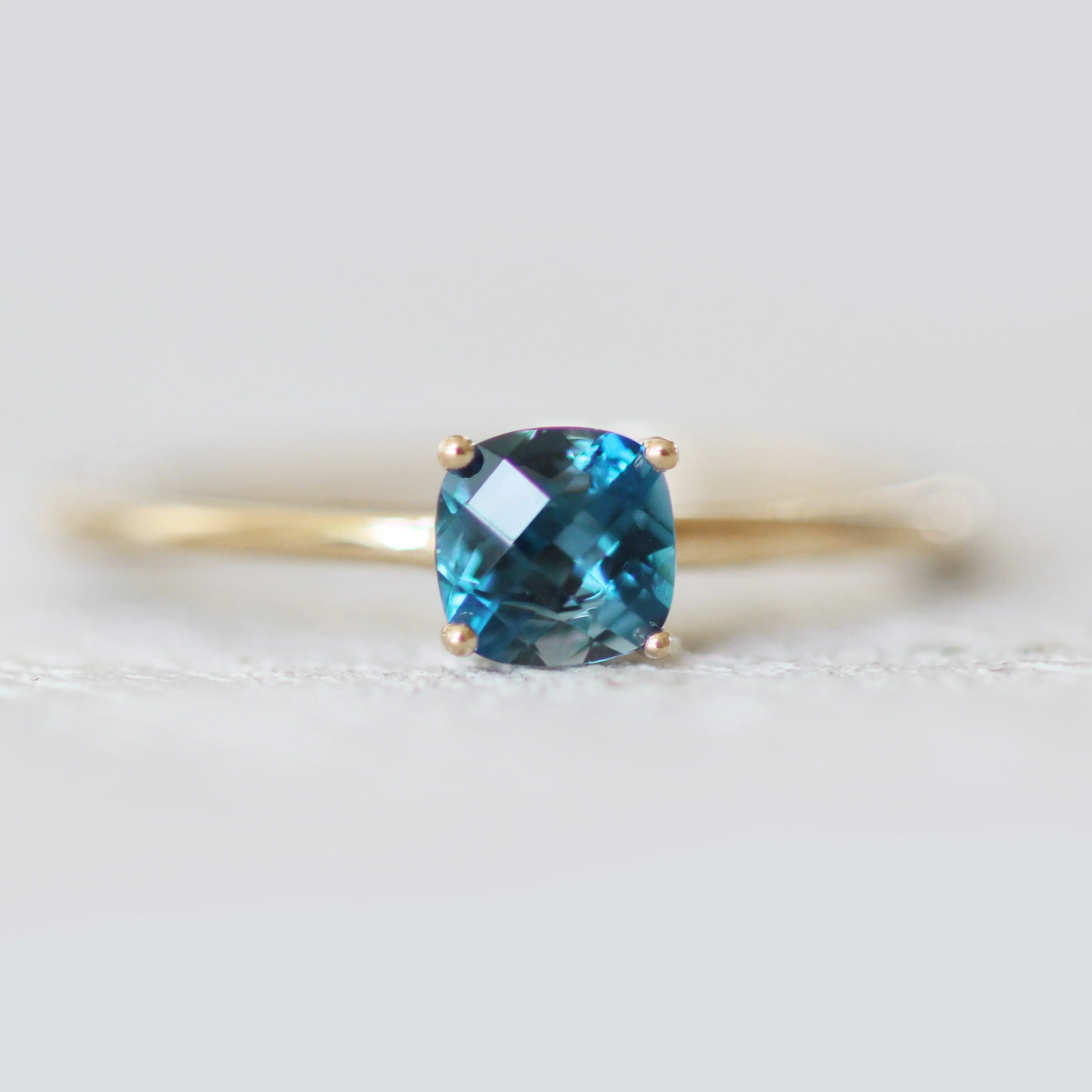 Ruthie Ring with a Cushion Cut London Blue Topaz - Made to Order - Image 8