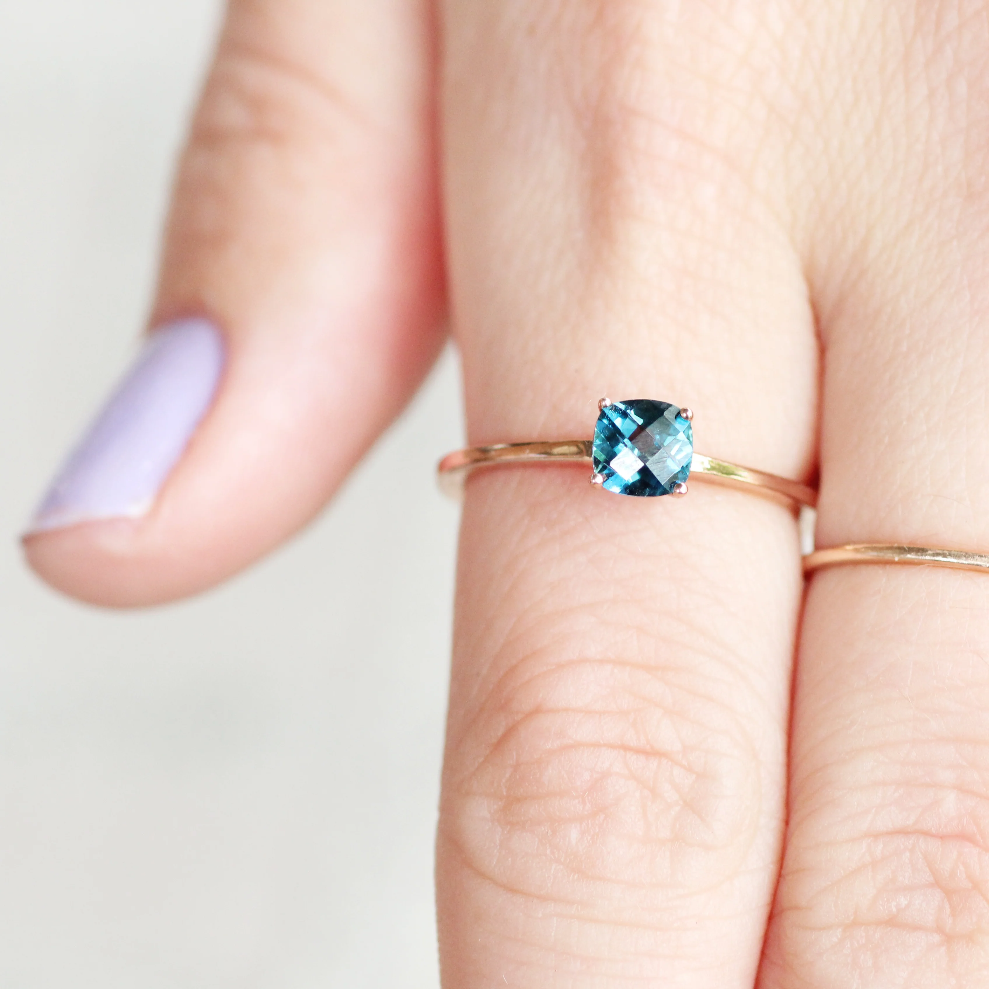 Ruthie Ring with a Cushion Cut London Blue Topaz - Made to Order - Image 9