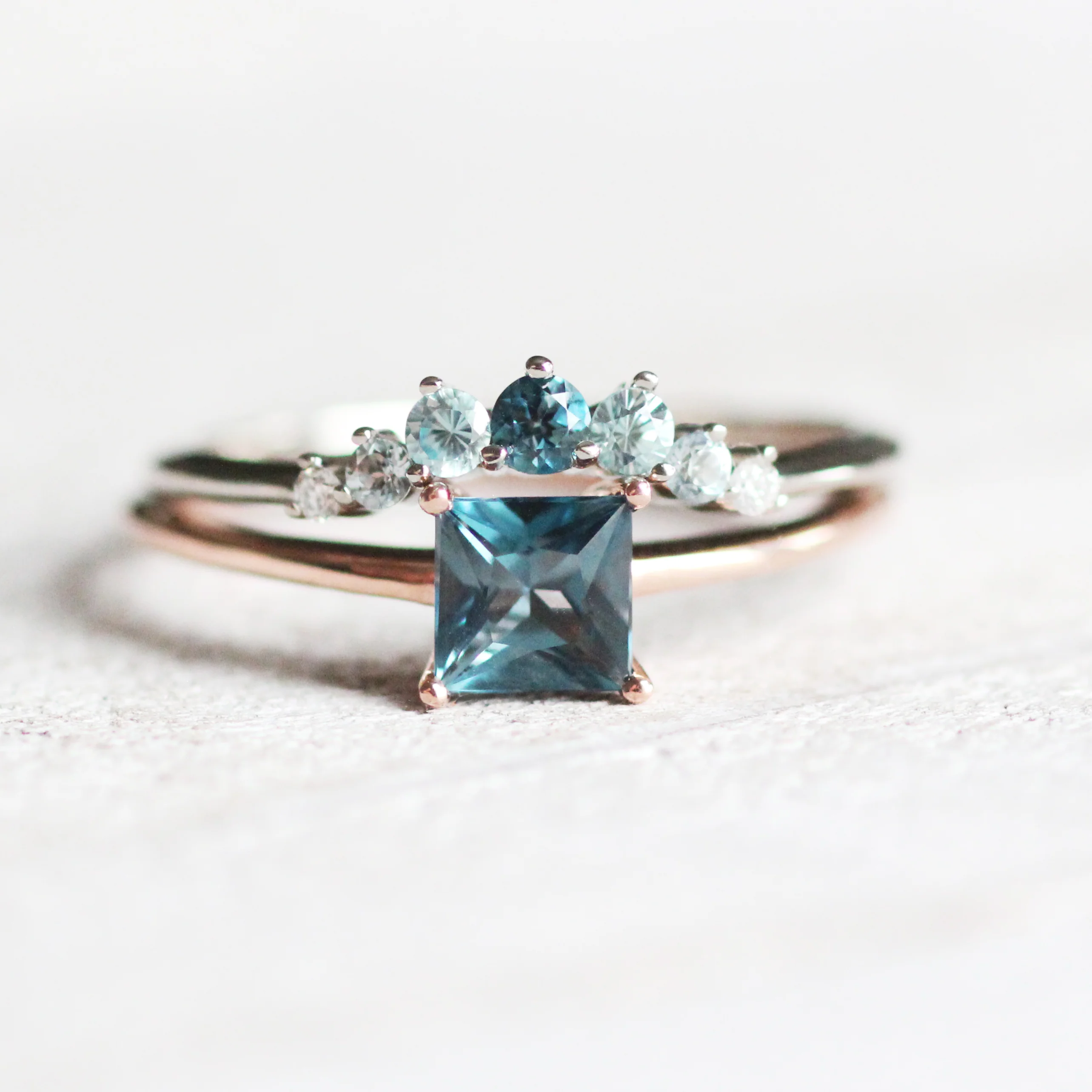 Ruthie Ring with a Princess Cut London Blue Topaz - Made to Order - Image 10