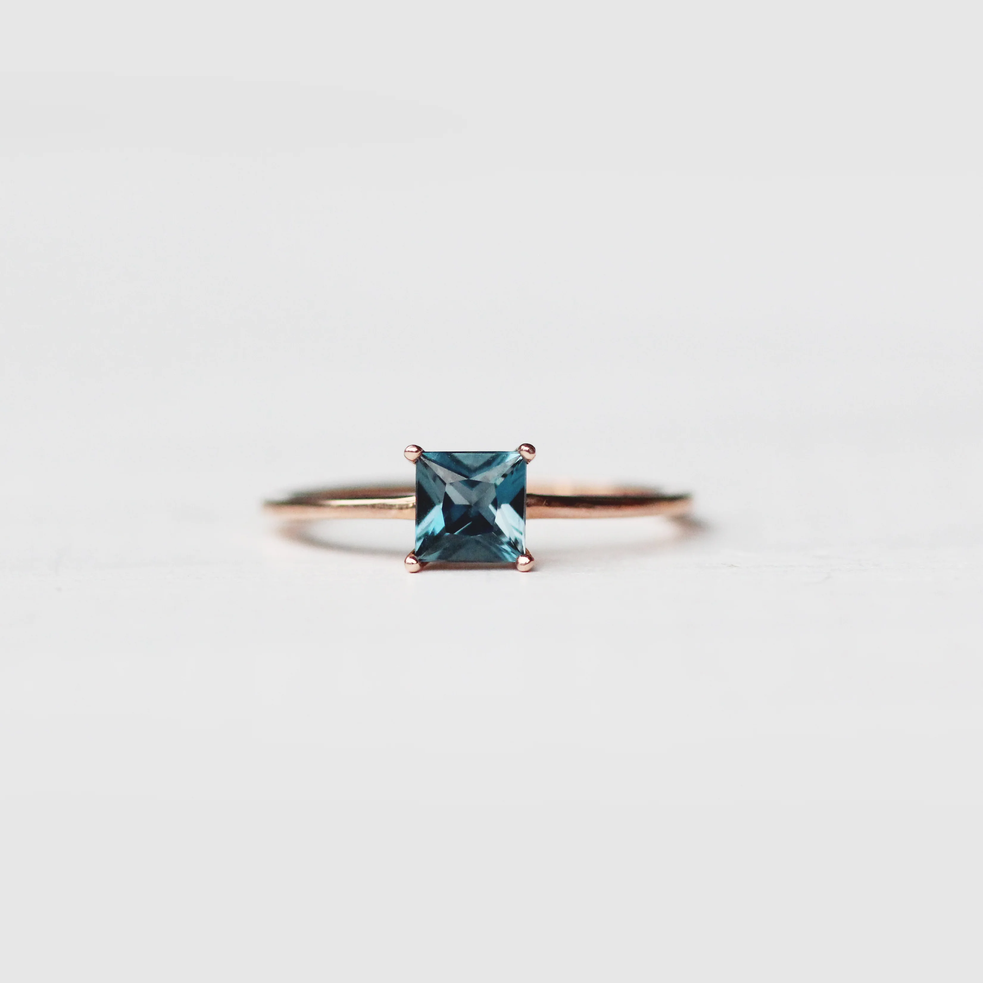 Ruthie Ring with a Princess Cut London Blue Topaz - Made to Order - Image 5