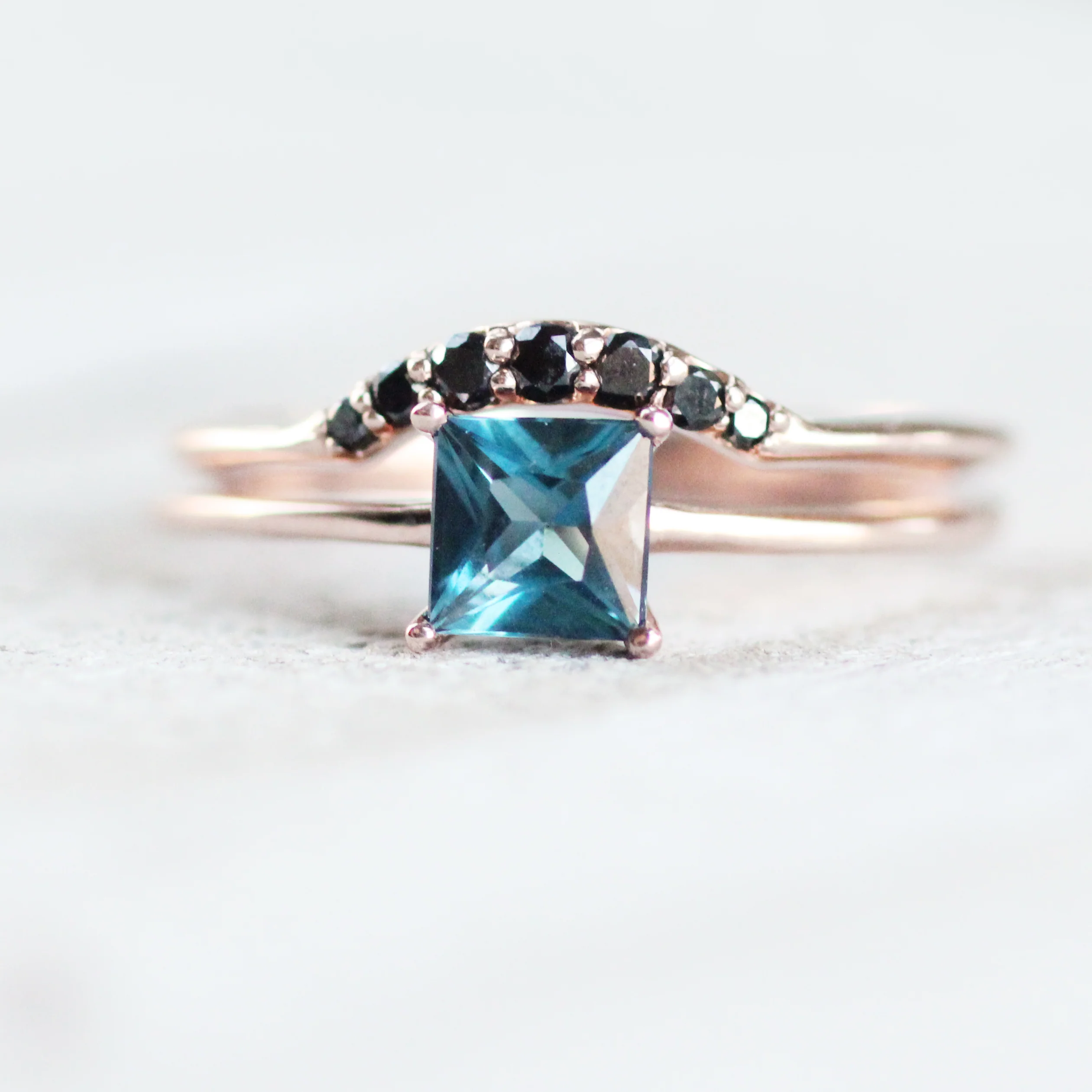 Ruthie Ring with a Princess Cut London Blue Topaz - Made to Order - Image 9