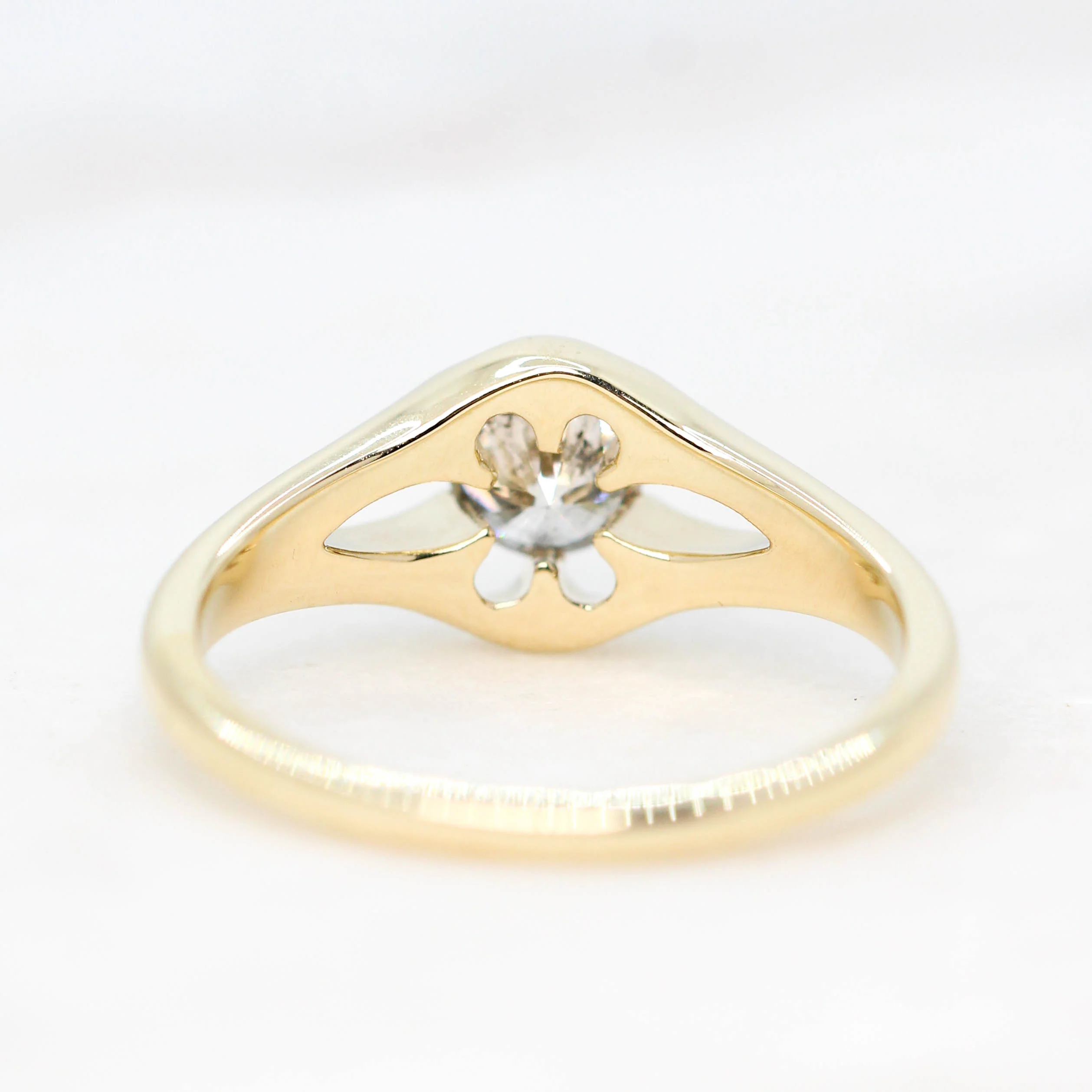 Lotus Ring with a 0.50 Carat Round Salt and Pepper Diamond - Made to Order - Image 7