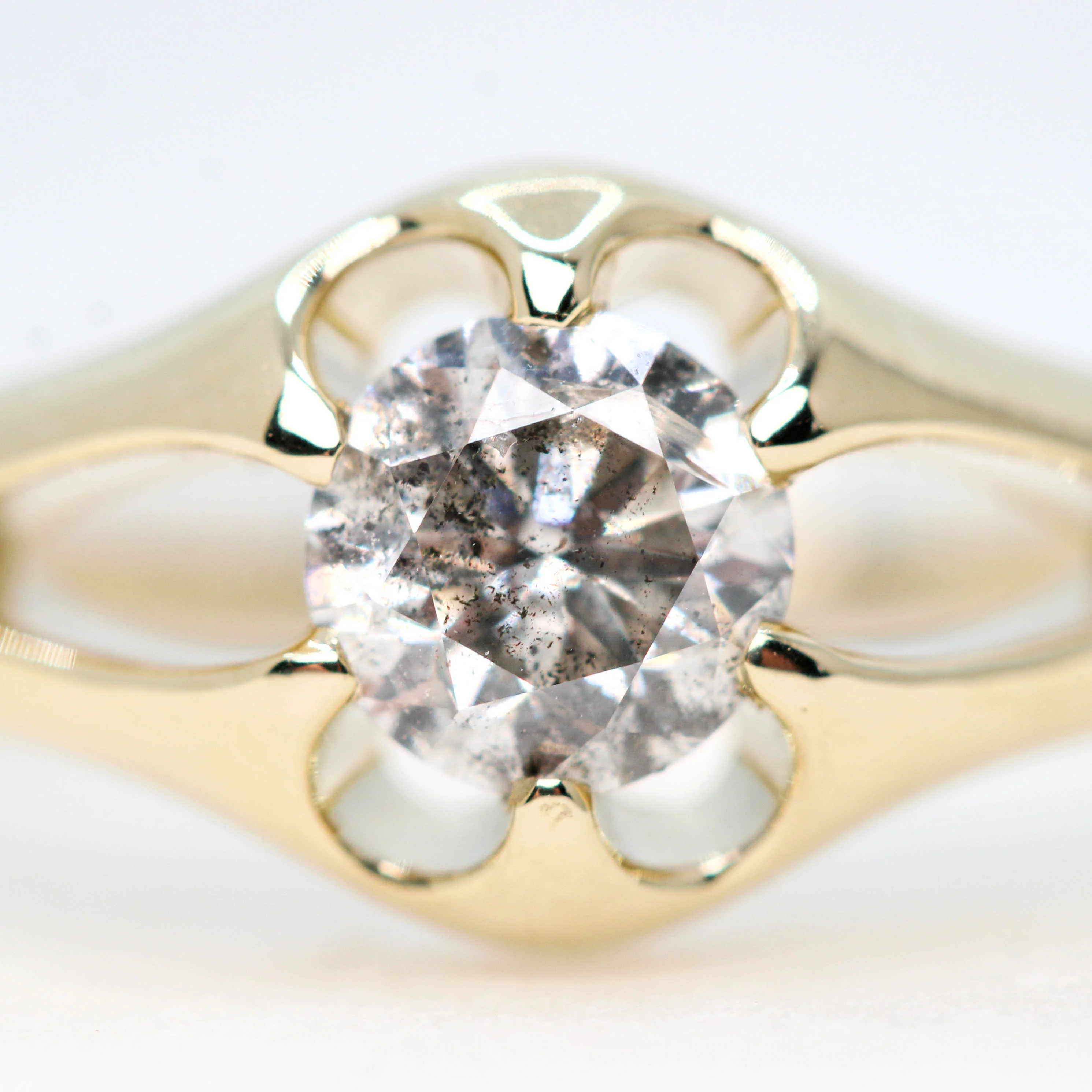 Lotus Ring with a 0.50 Carat Round Salt and Pepper Diamond - Made to Order - Image 8