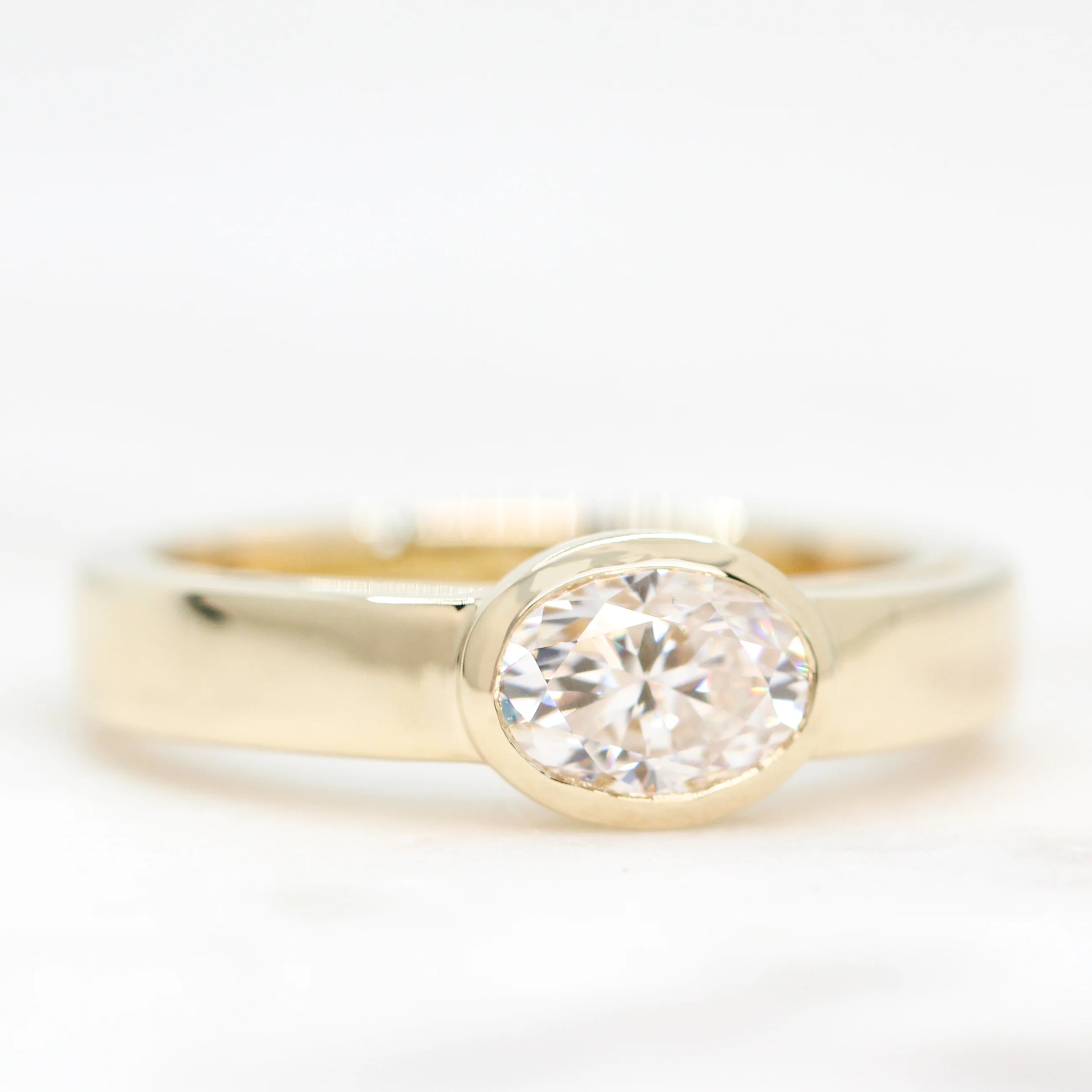 Mabel Ring with an Oval Moissanite - Made to Order, Choose Your Gold Tone