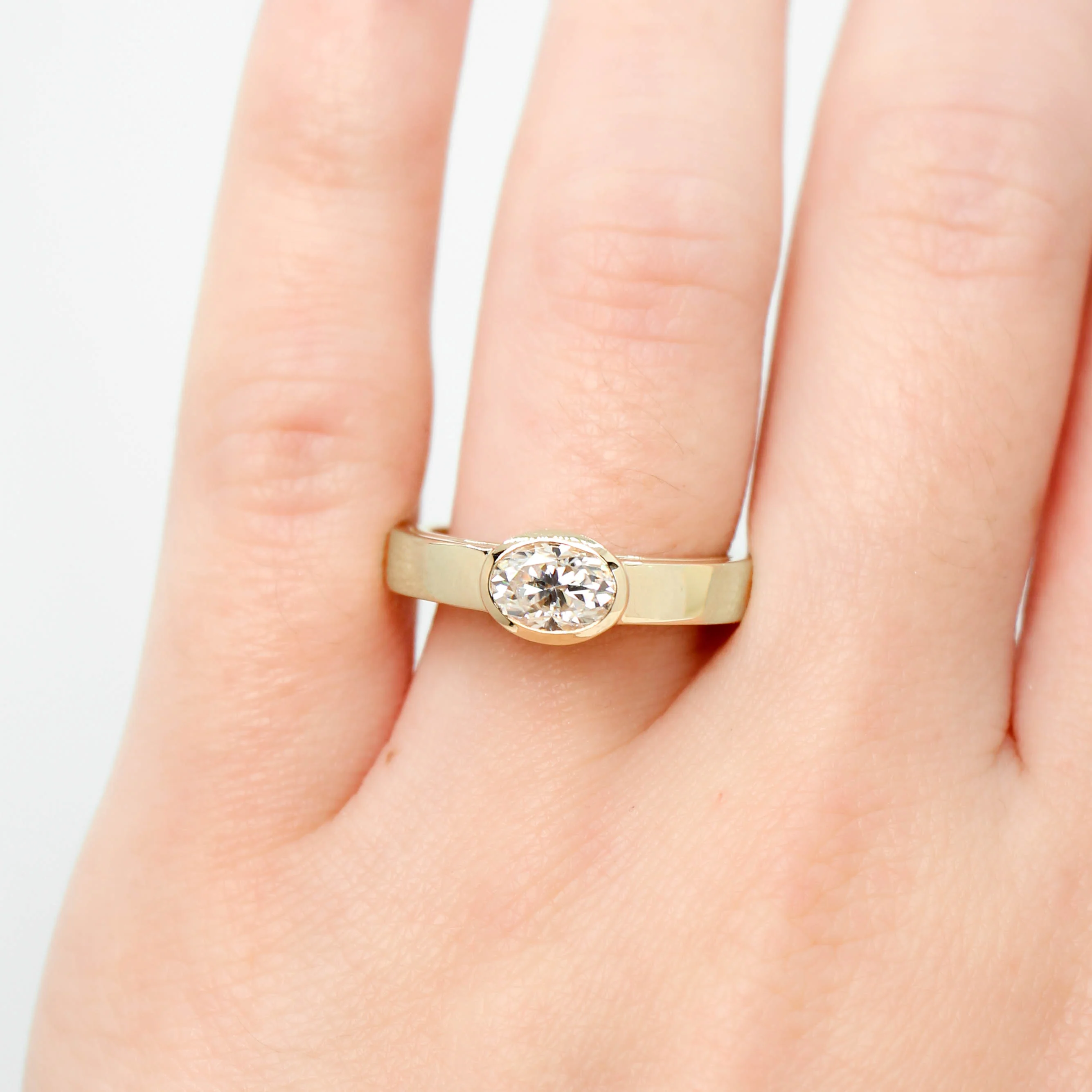 Mabel Ring with an Oval Moissanite - Made to Order, Choose Your Gold Tone - Image 3