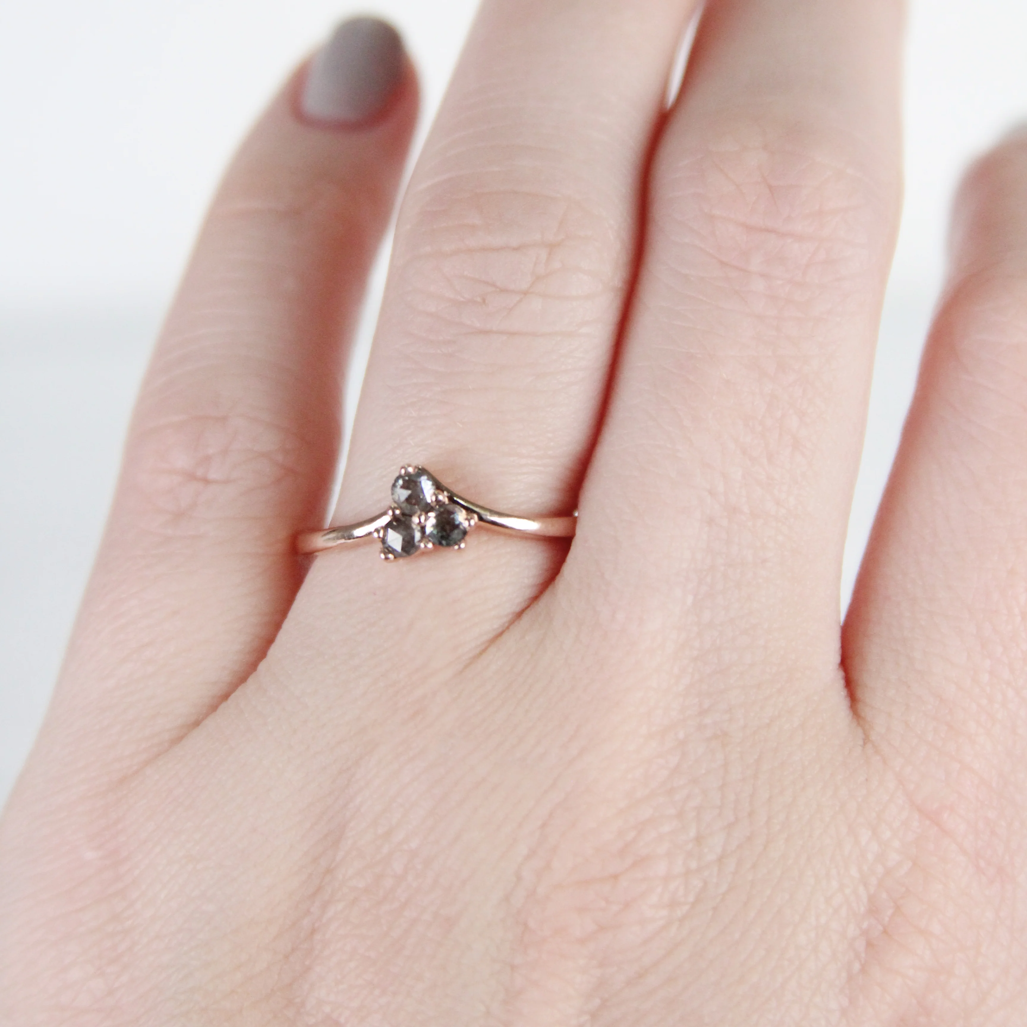 Madelyn Ring with a Trio of Rose Cut Diamonds - Made to Order - Image 6