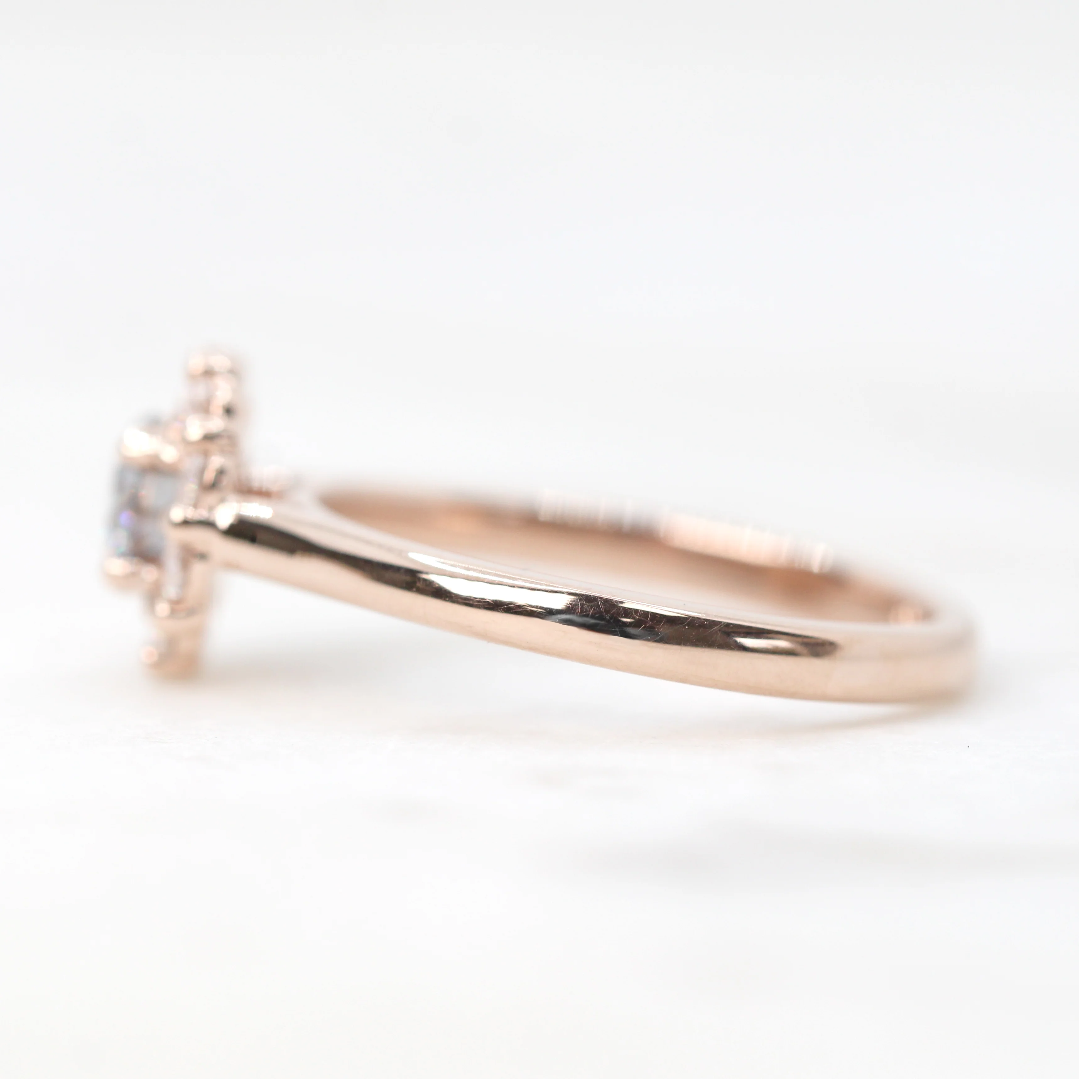 Magnolia Ring with a Round Gray Moissanite and Round Accent Moissanites - Made to Order - Image 5