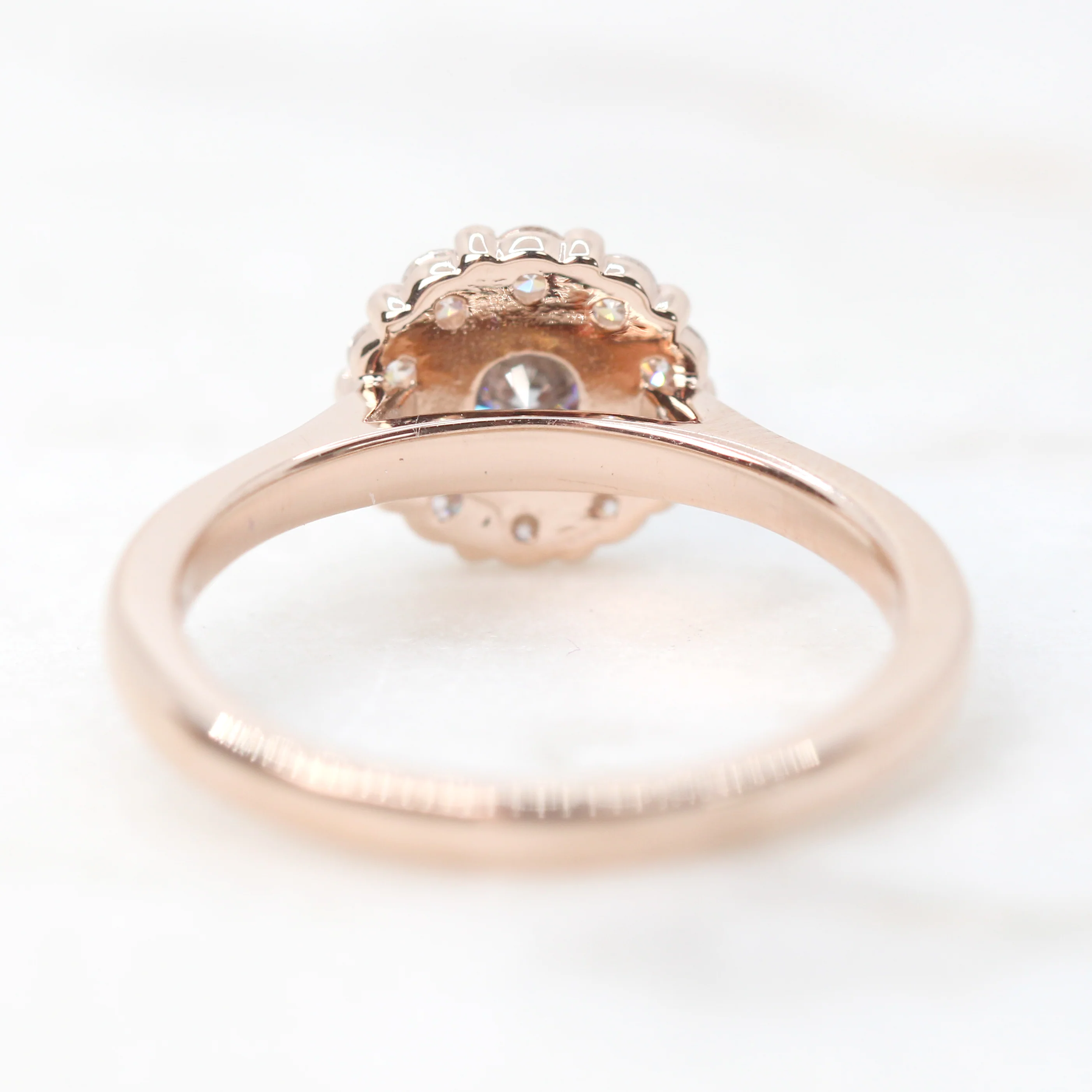 Magnolia Ring with a Round Gray Moissanite and Round Accent Moissanites - Made to Order - Image 6