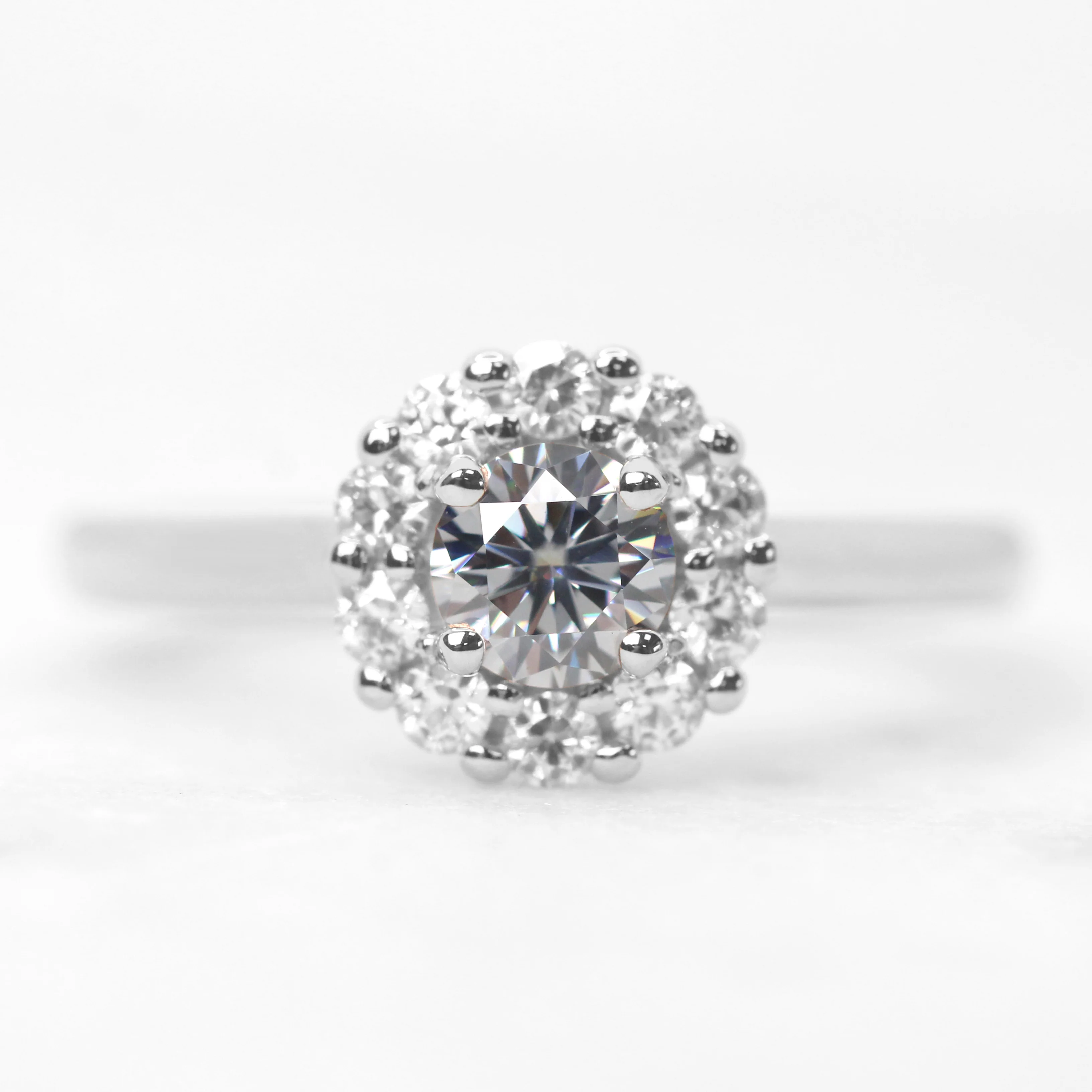 Magnolia Ring with a Round Gray Moissanite and Round Accent Moissanites - Made to Order - Image 9