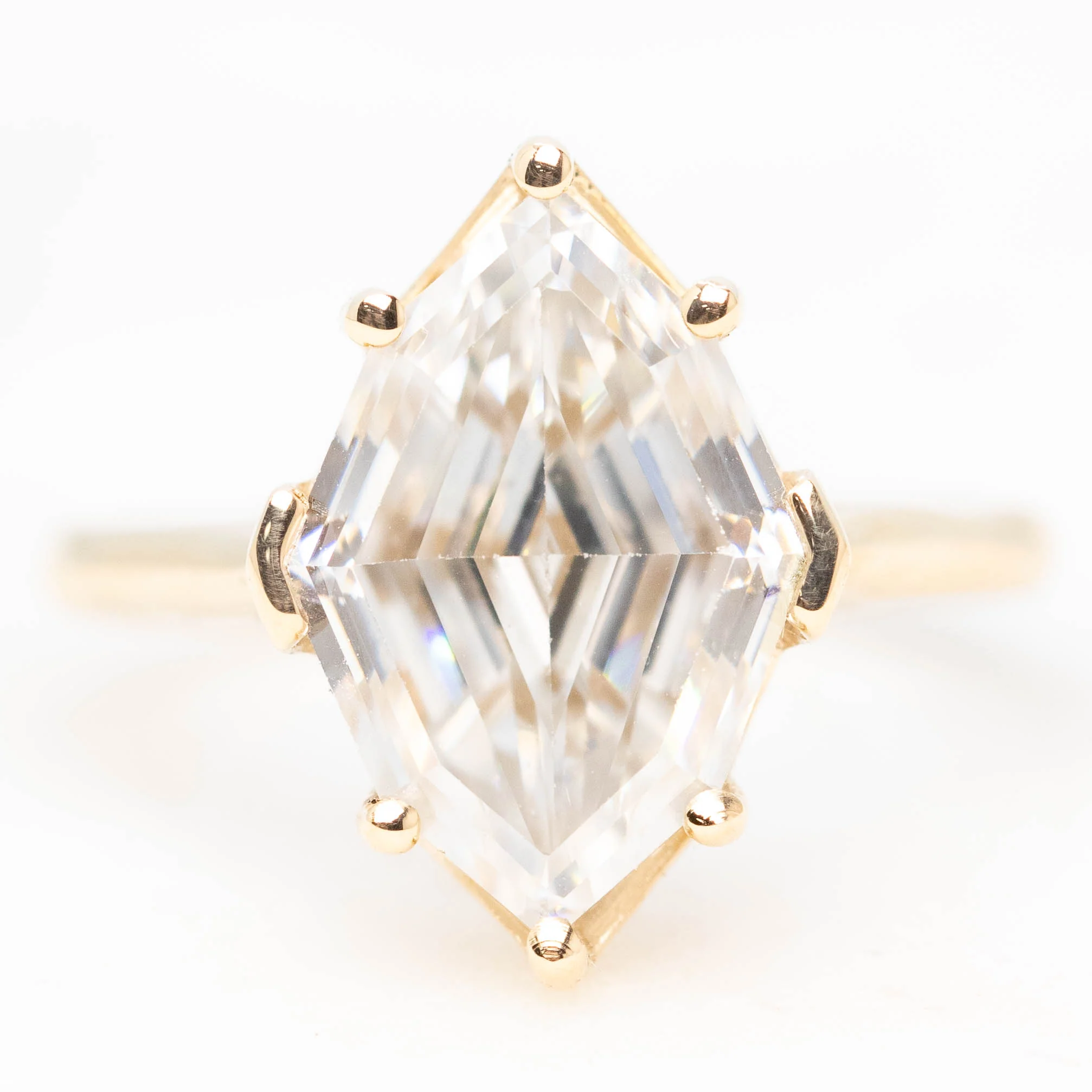 Margaret Ring with a 5.24 Carat Geometric Marquise Moissanite in 14k Champagne Gold - Ready to Size and Ship