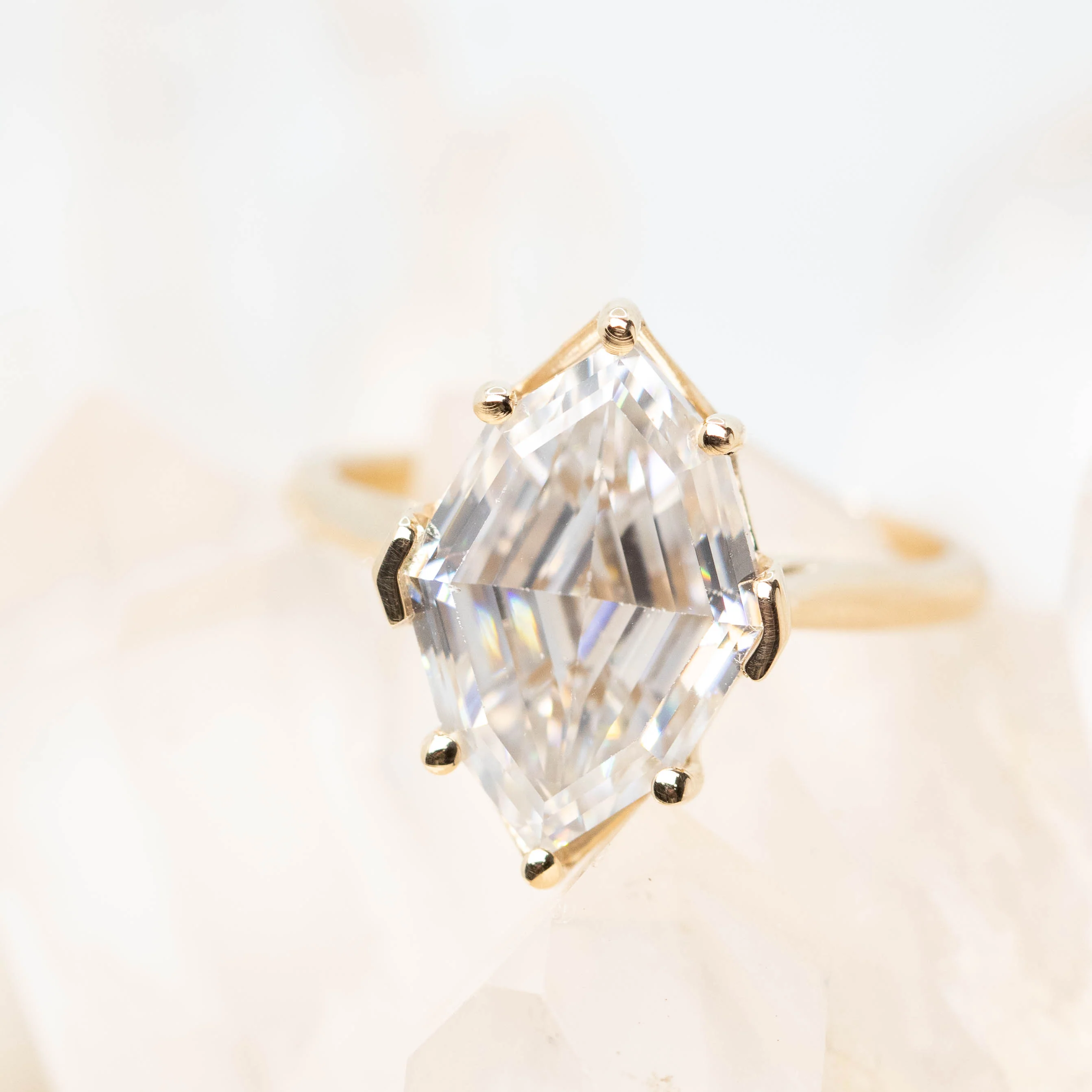 Margaret Ring with a 5.24 Carat Geometric Marquise Moissanite in 14k Champagne Gold - Ready to Size and Ship - Image 8