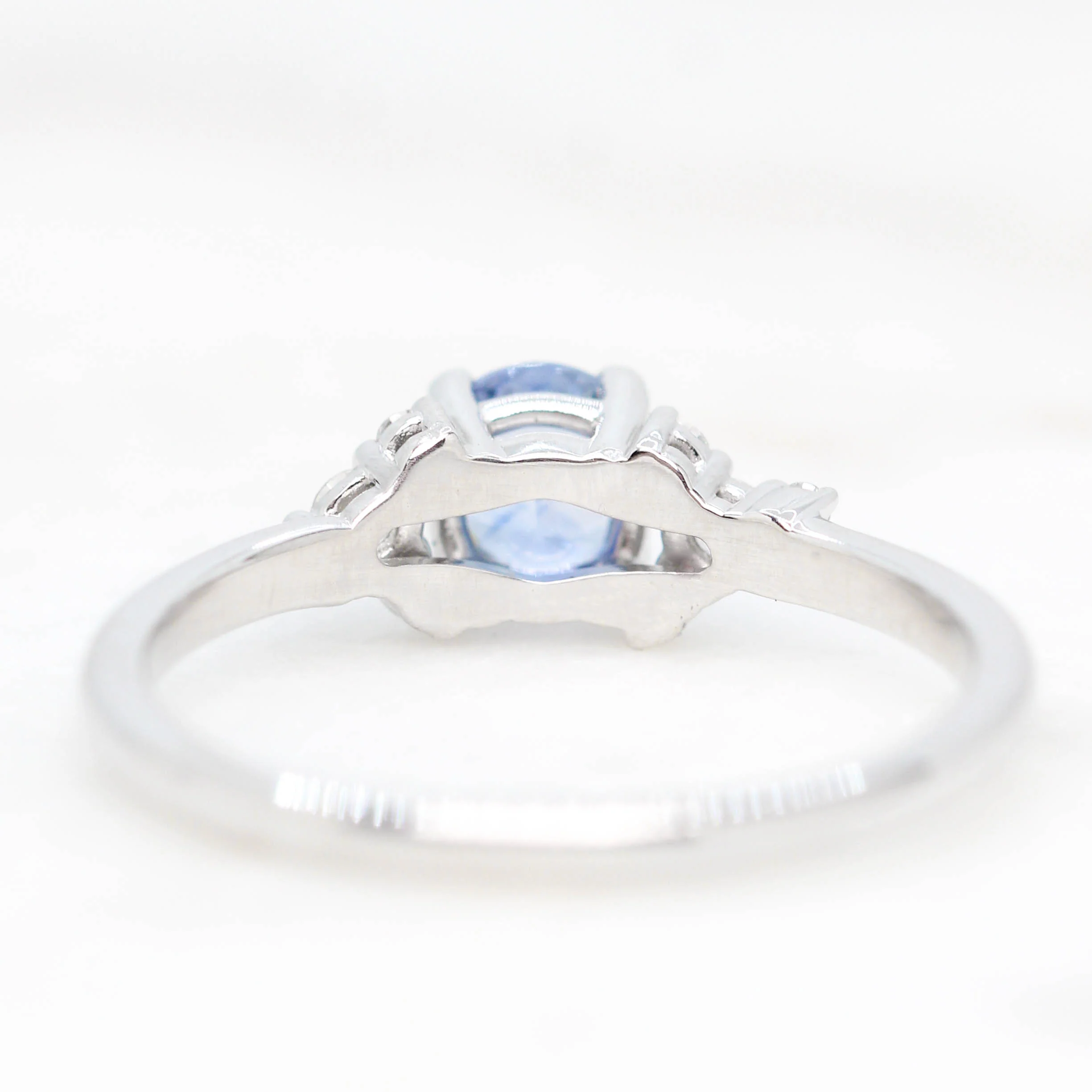 Marley Ring with a 0.60 Carat Blue Oval Montana Sapphire and White Accent Diamonds in 14k White Gold - Ready to Size and Ship - Image 7