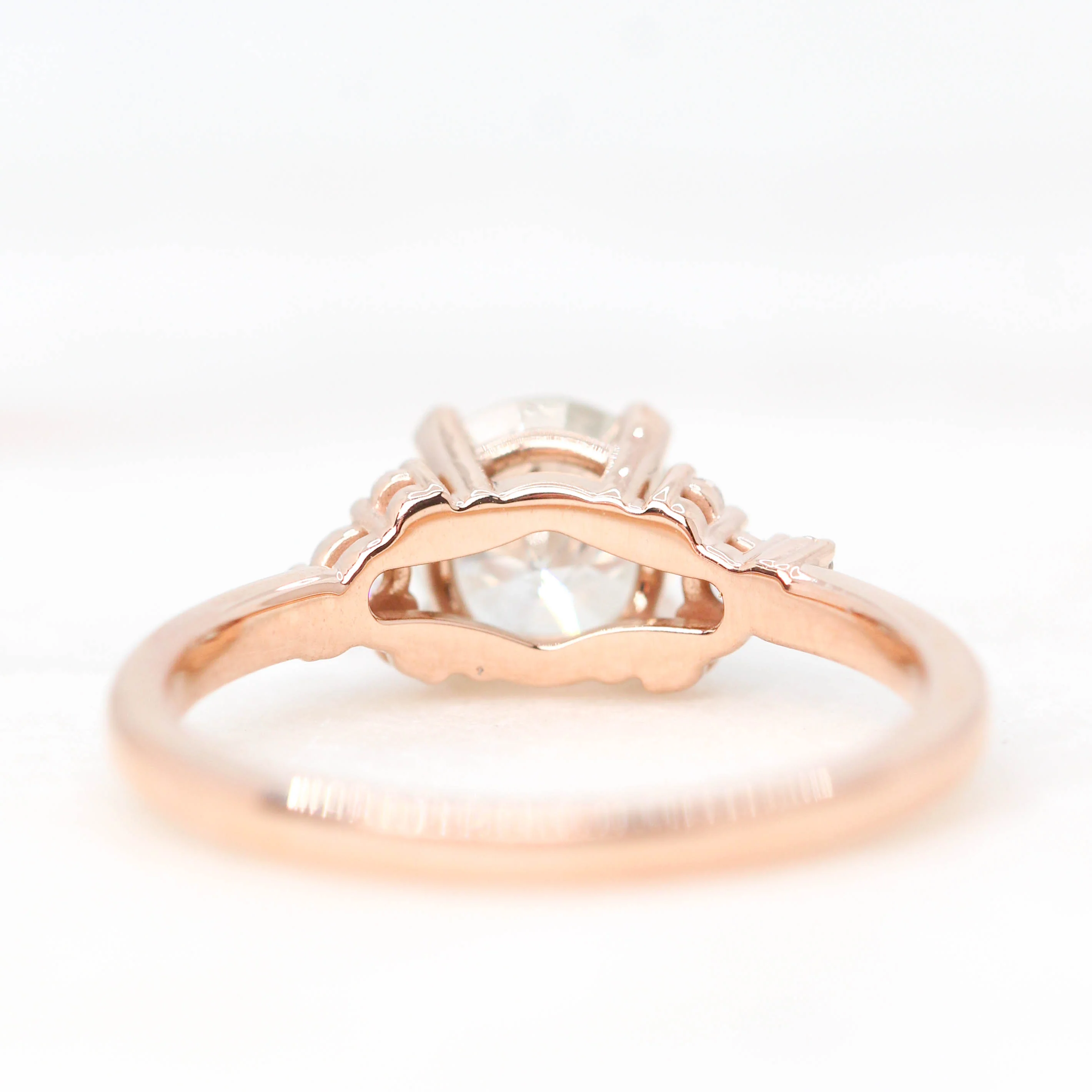 Marley Ring with a 1.05 Carat Round White Salt and Pepper Diamond and White Accent Diamonds in 14k Rose Gold - Ready to Size and Ship - Image 6