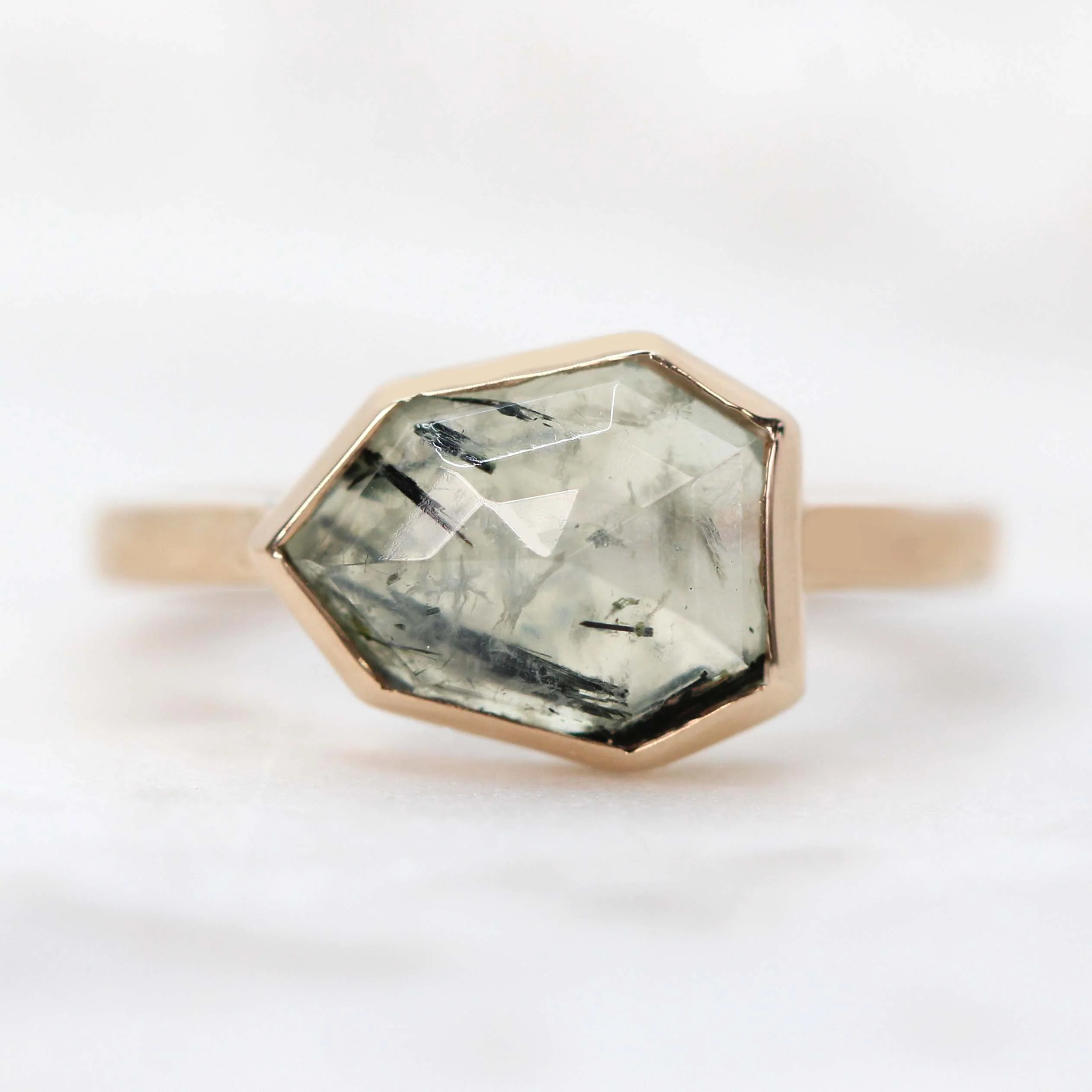 Matti Ring with a Rutilated Prehnite - Made to Order - Image 3
