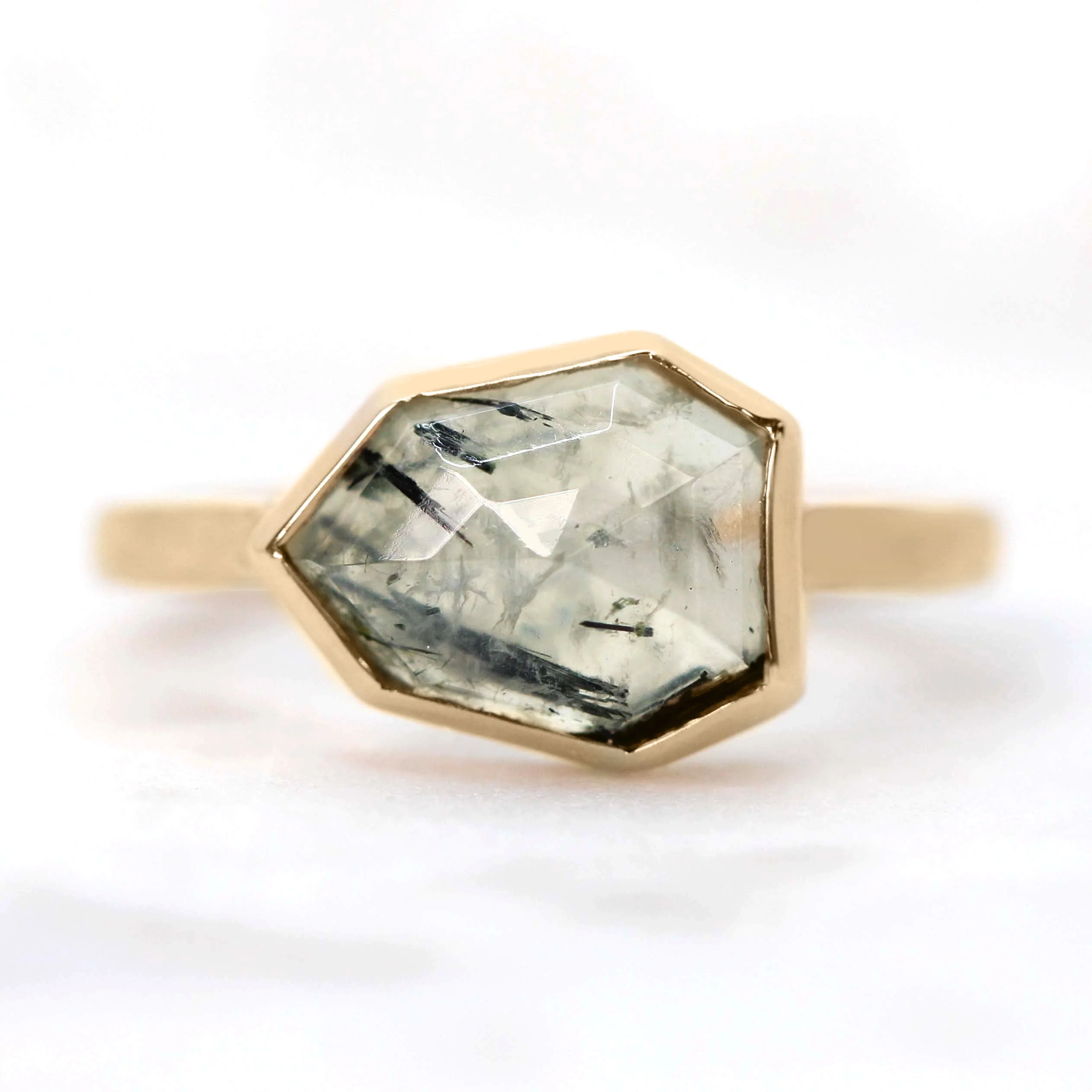Matti Ring with a Rutilated Prehnite - Made to Order - Image 4