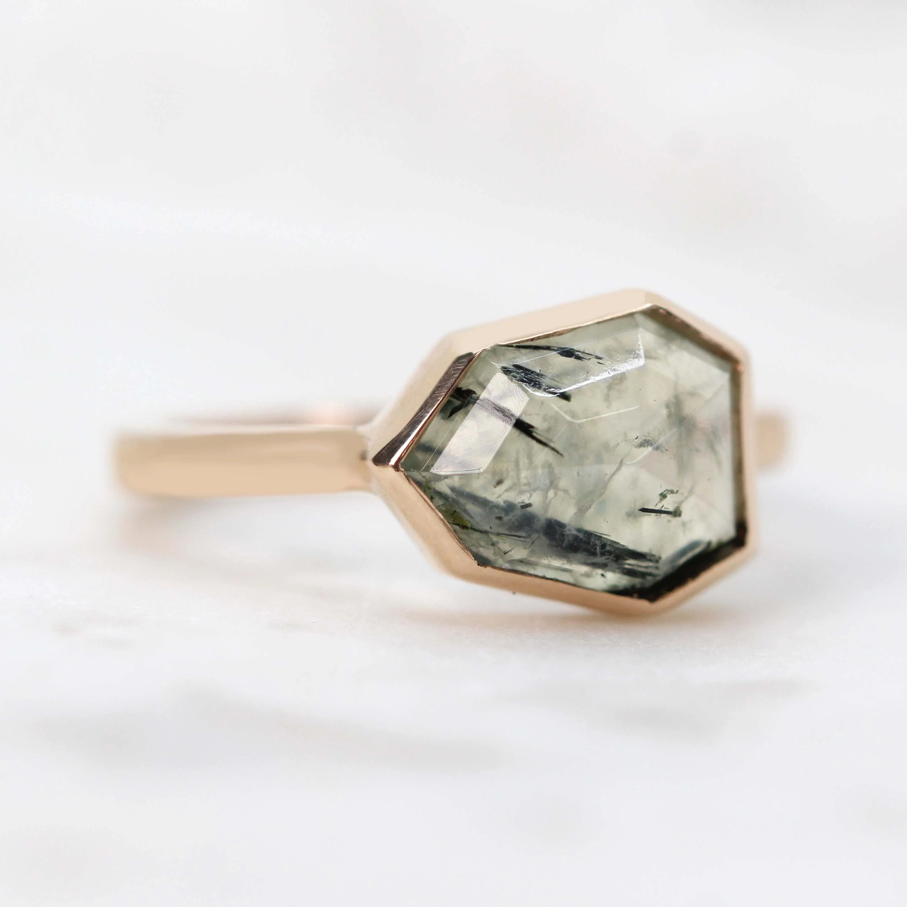 Matti Ring with a Rutilated Prehnite - Made to Order - Image 5