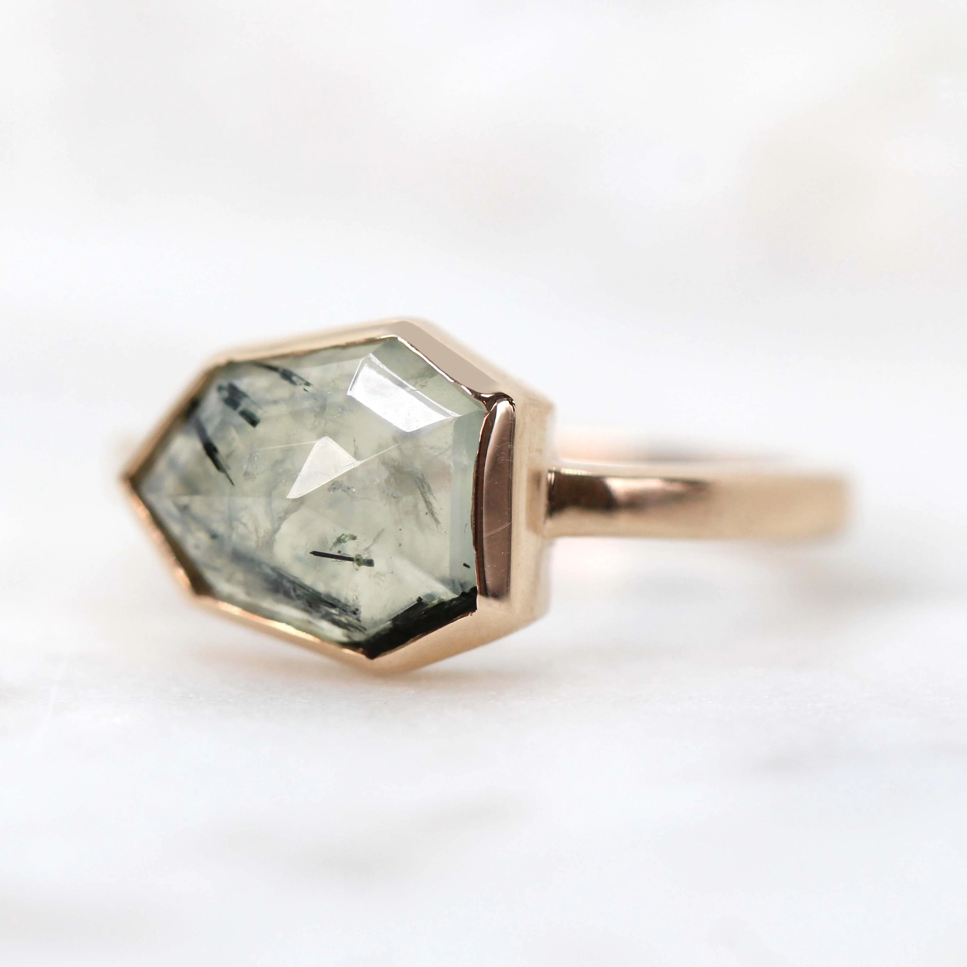 Matti Ring with a Rutilated Prehnite - Made to Order - Image 6