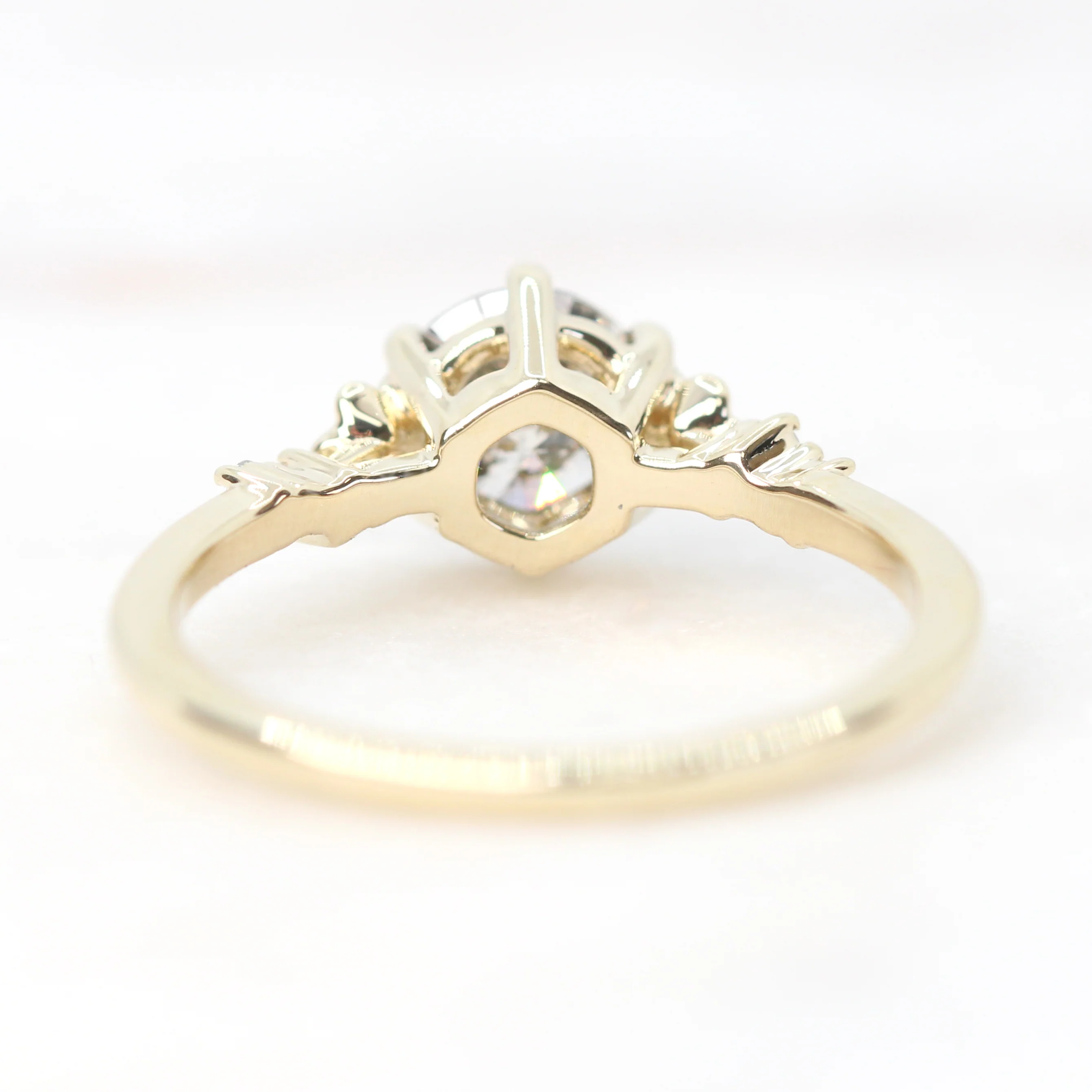Meadow Ring with a 1.00 Carat Round Dark Gray Salt and Pepper Diamond and White Accent Diamonds in 14k Yellow Gold - Ready to Size and Ship - Image 6