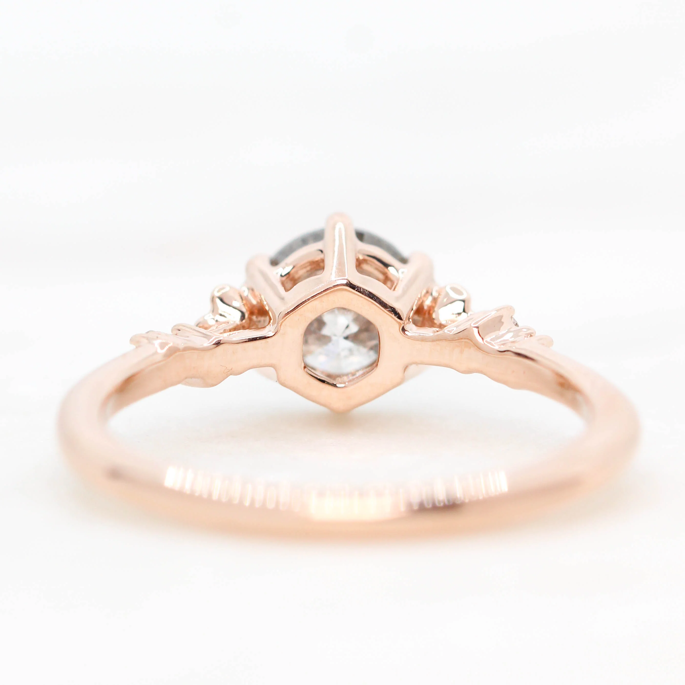 Meadow Ring with a 1.12 Carat Round Gray Salt and Pepper Diamond with White Accent Diamonds in 14k Rose Gold - Ready to Size and Ship - Image 6