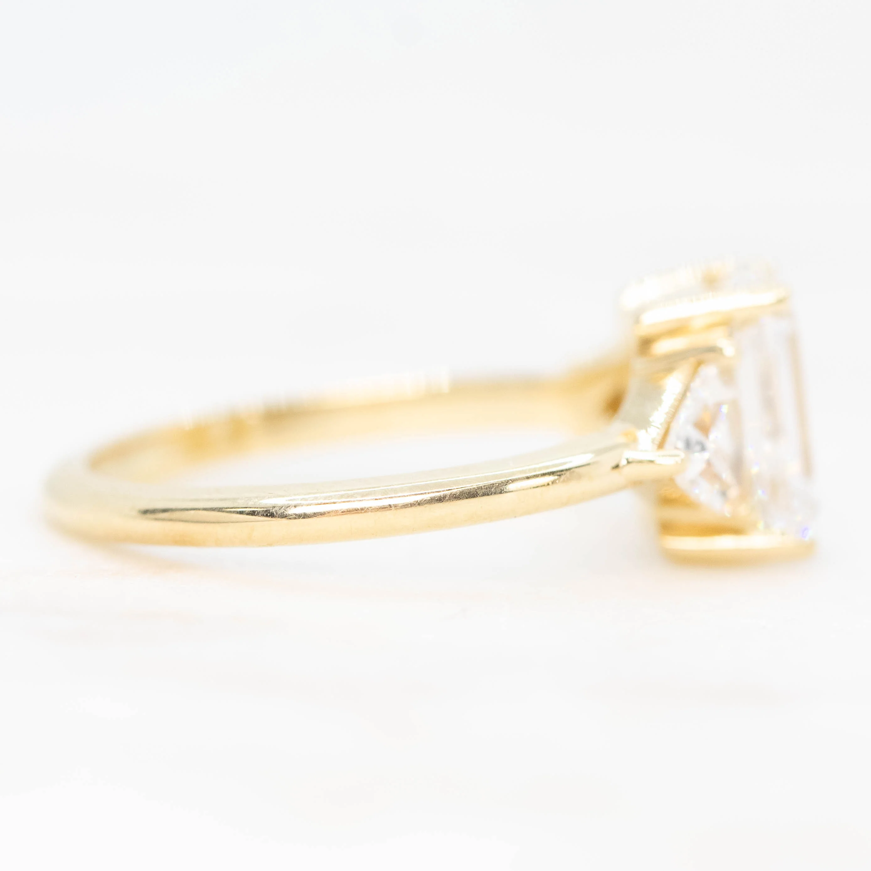 Meridith Ring with a 1.91 Carat Emerald Cut Lab Grown Diamond and Natural White Accent Diamonds in 14k Yellow Gold - Ready to Size and Ship - Image 5