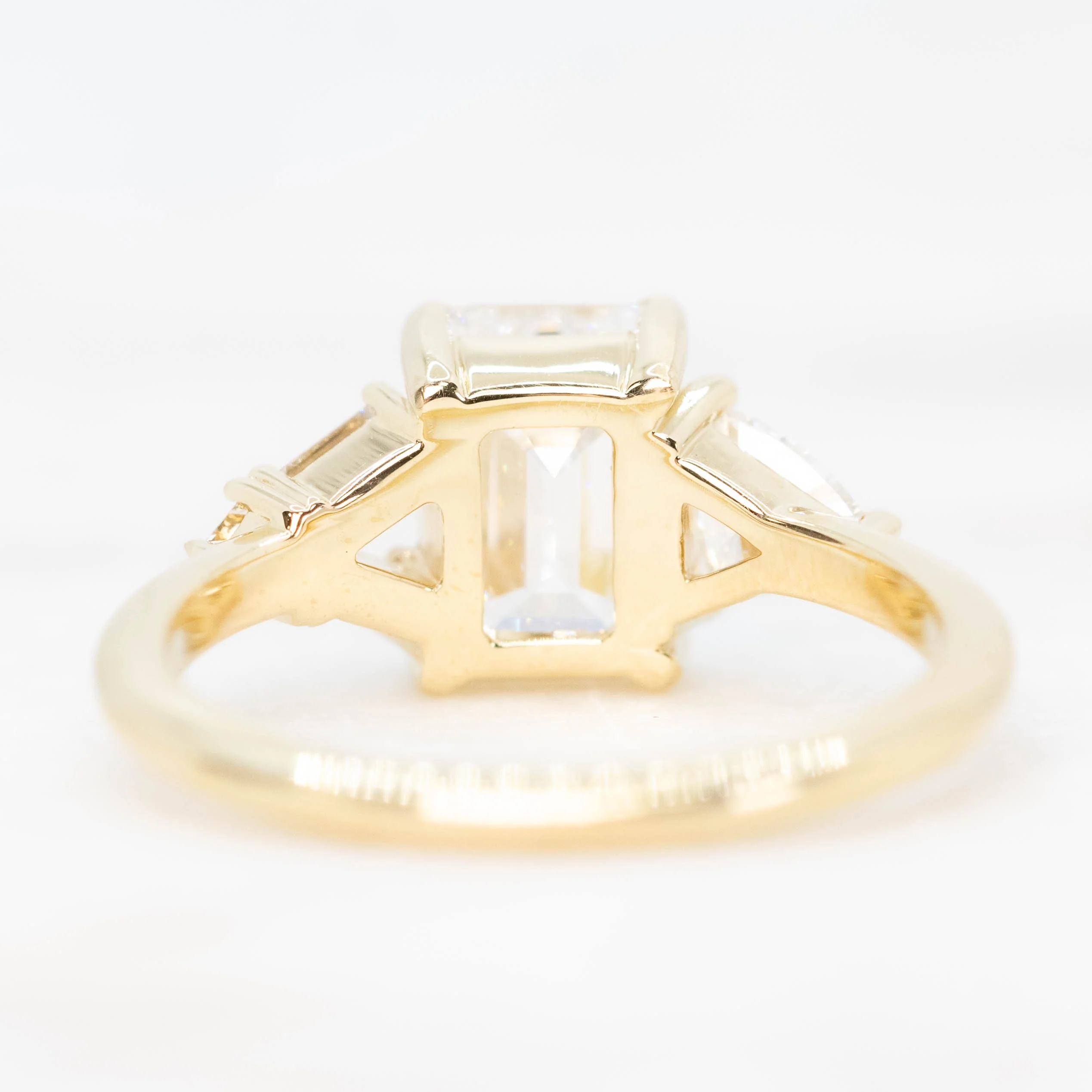 Meridith Ring with a 1.91 Carat Emerald Cut Lab Grown Diamond and Natural White Accent Diamonds in 14k Yellow Gold - Ready to Size and Ship - Image 6