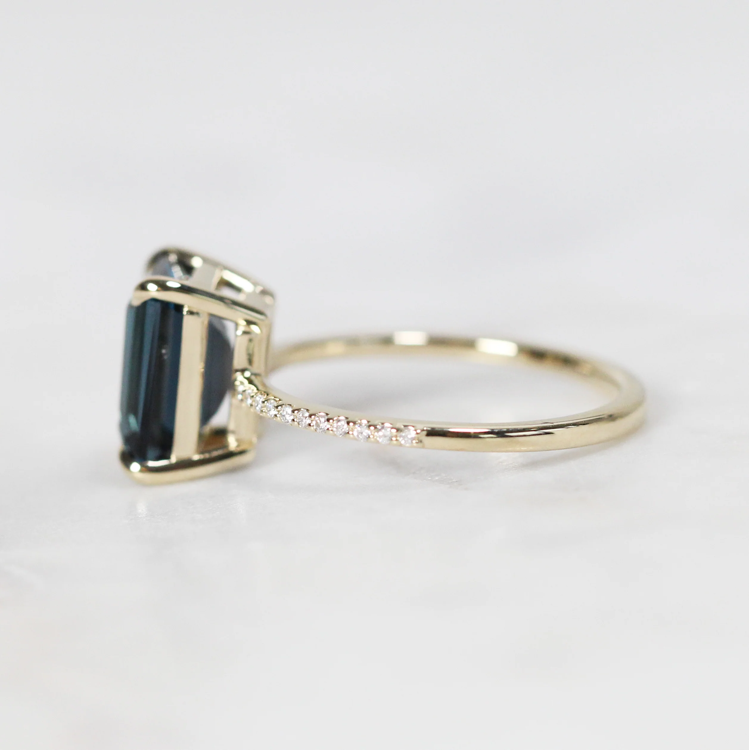 Mia Ring with an Emerald Cut London Blue Topaz - Made to Order - Image 3