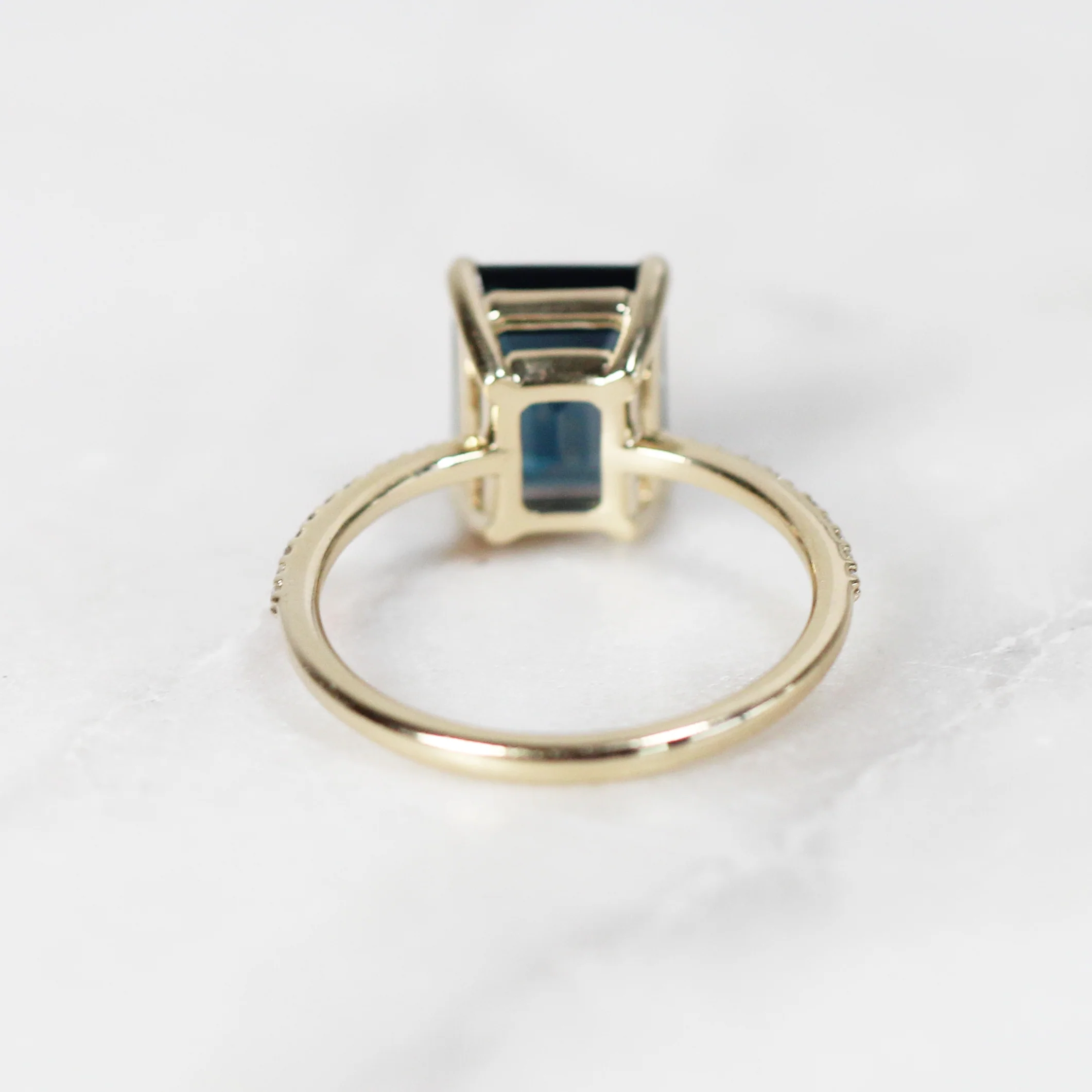 Mia Ring with an Emerald Cut London Blue Topaz - Made to Order - Image 4