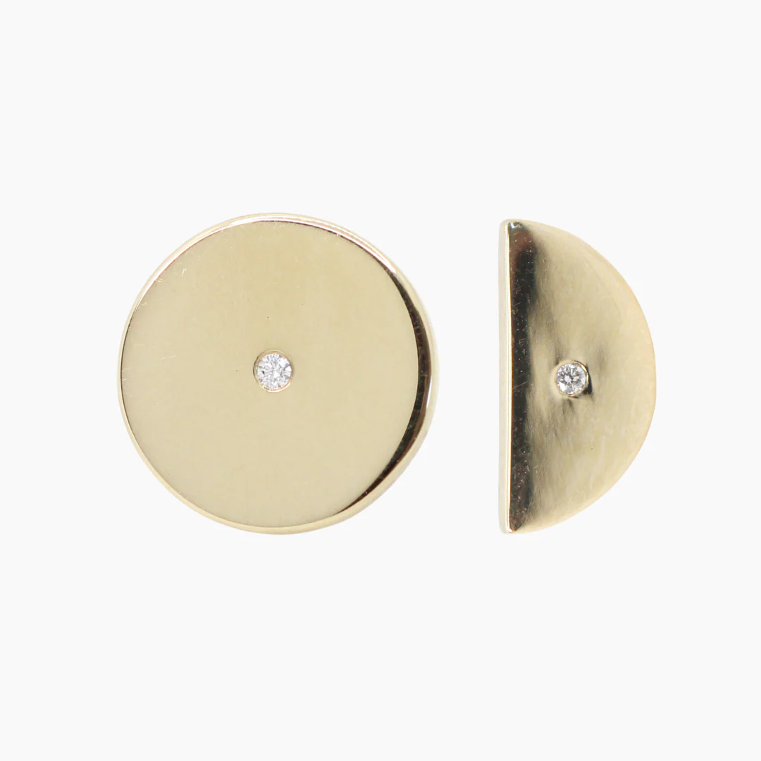 Moon Phase Stud Set Earrings with Diamond Accent - Made to Order, Choose Your Gold Tone - Image 5