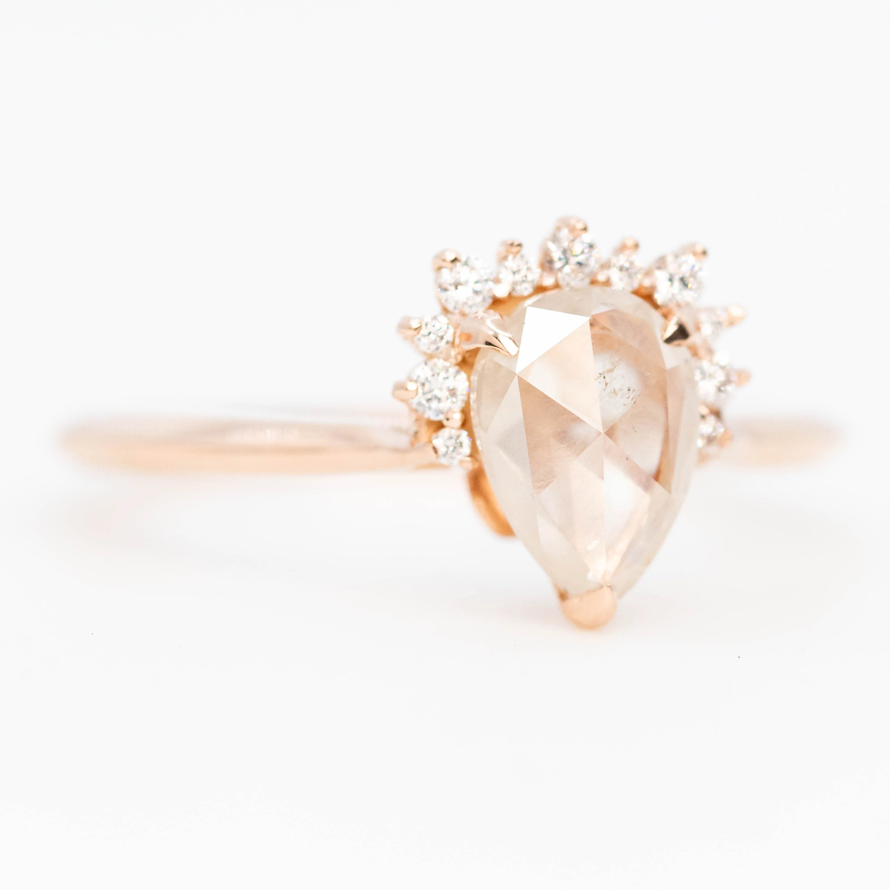 Nadine Ring with a 1.07 Carat Misty White Pear Diamond and White Accent Diamonds in 14k Rose Gold - Ready to Size and Ship - Image 4