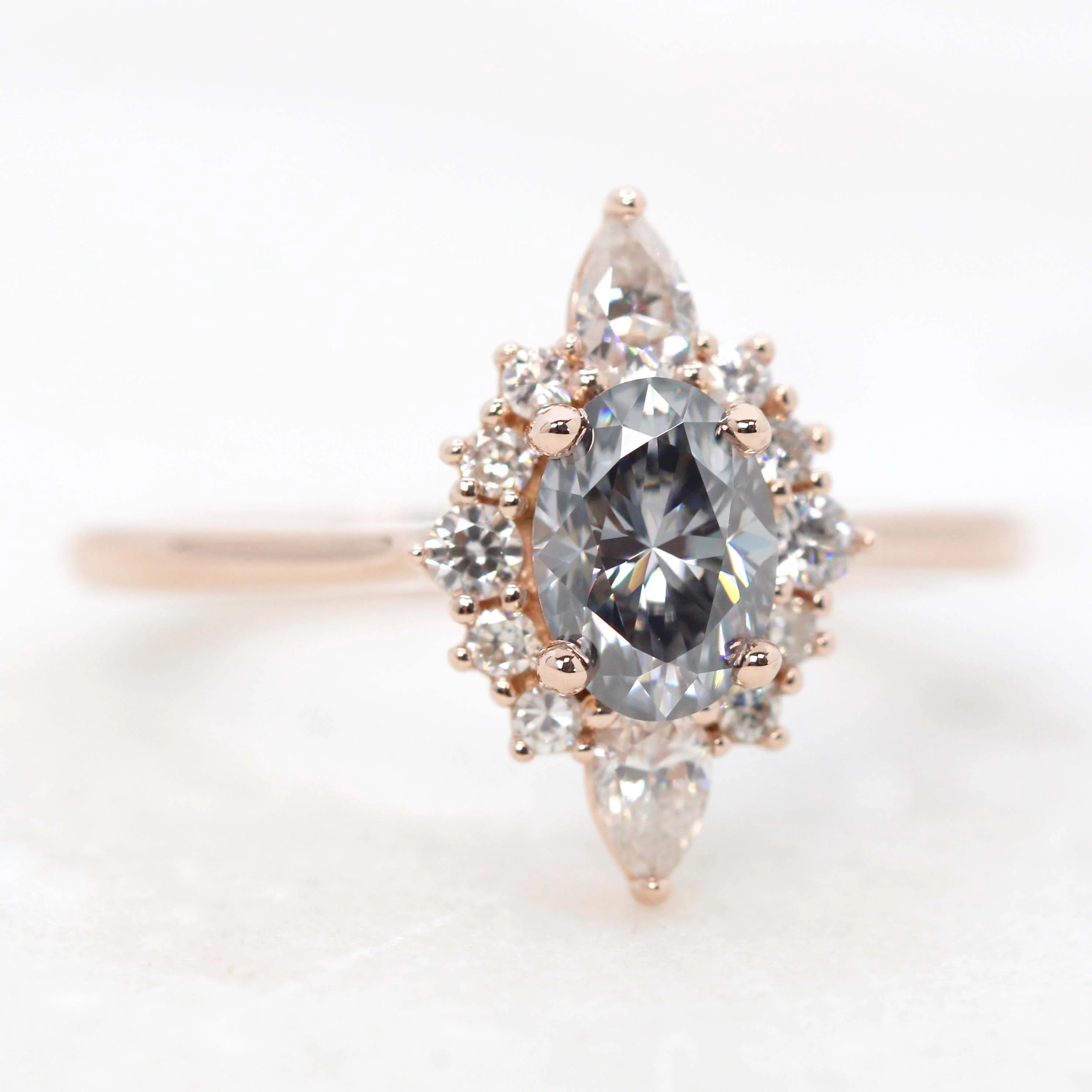 Noelle Ring with a Gray Oval Moissanite and Moissanite Accents - Made to Order - Image 3