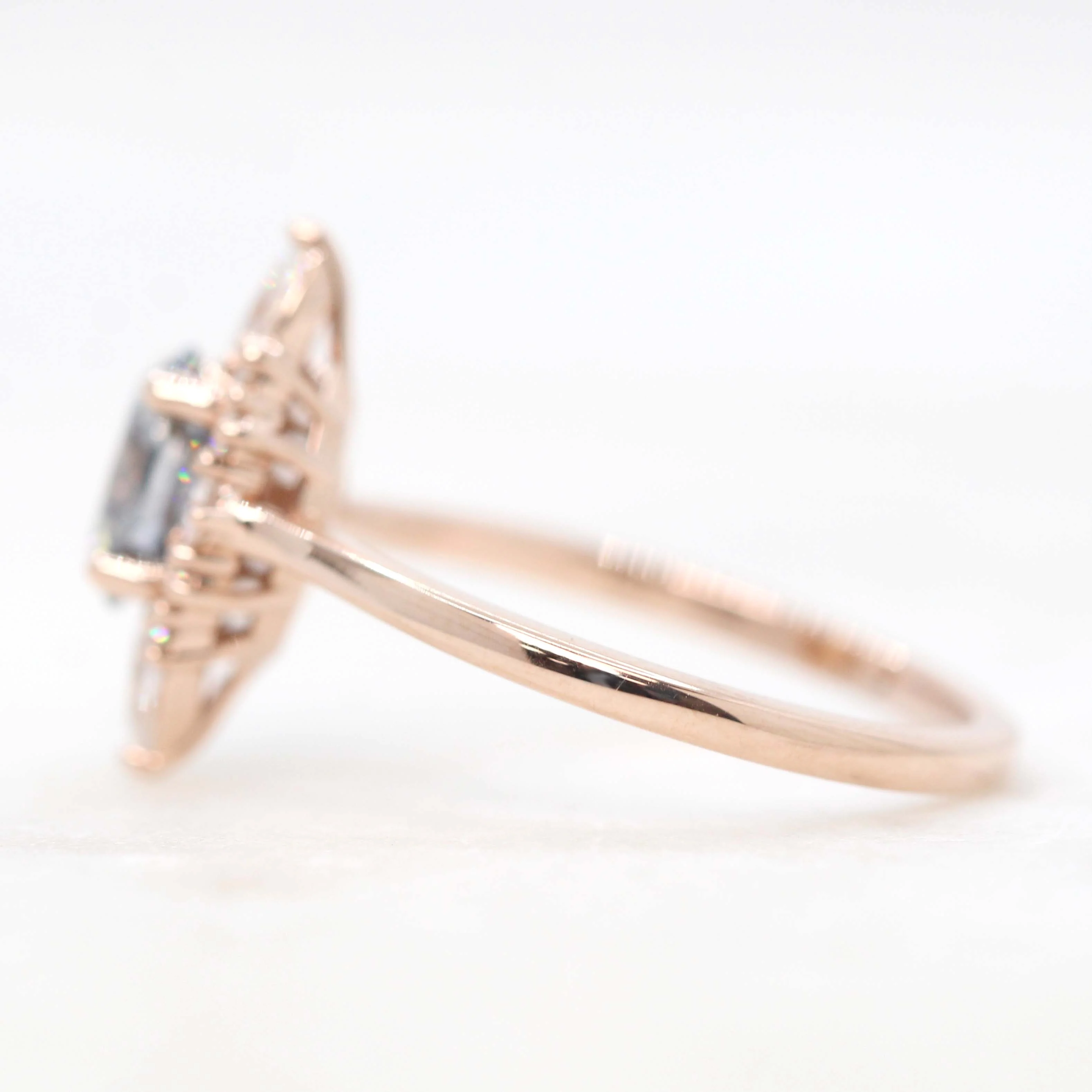 Noelle Ring with a Gray Oval Moissanite and Moissanite Accents - Made to Order - Image 5