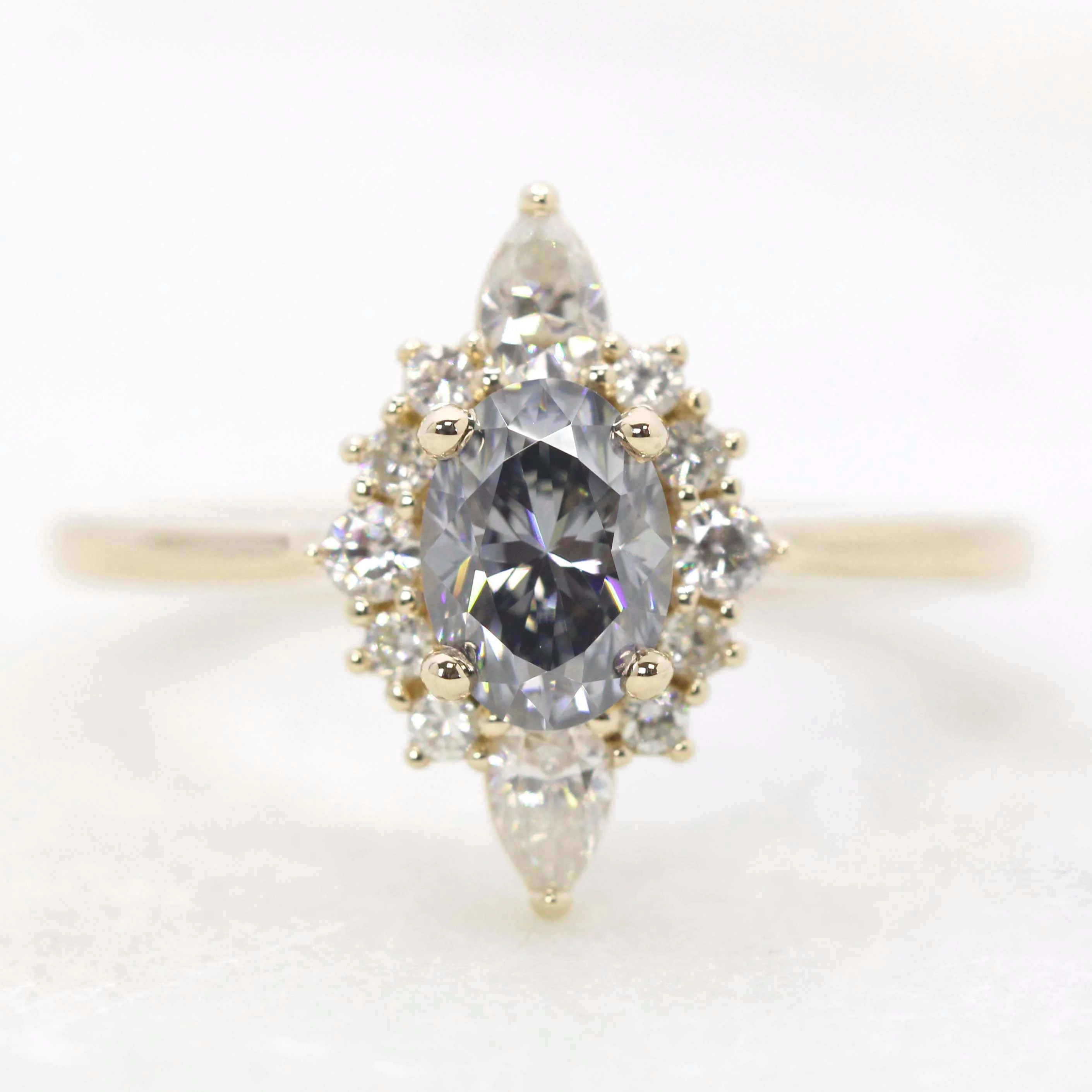 Noelle Ring with a Gray Oval Moissanite and Moissanite Accents - Made to Order - Image 8