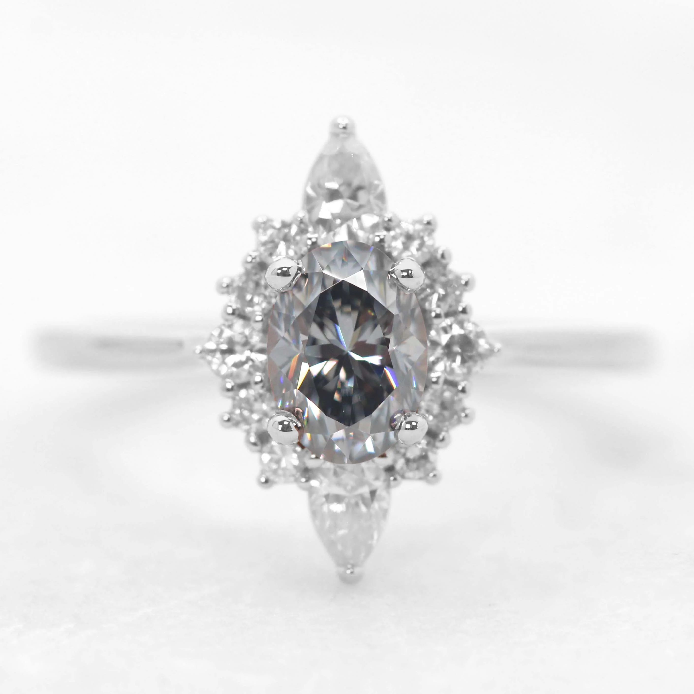 Noelle Ring with a Gray Oval Moissanite and Moissanite Accents - Made to Order - Image 9