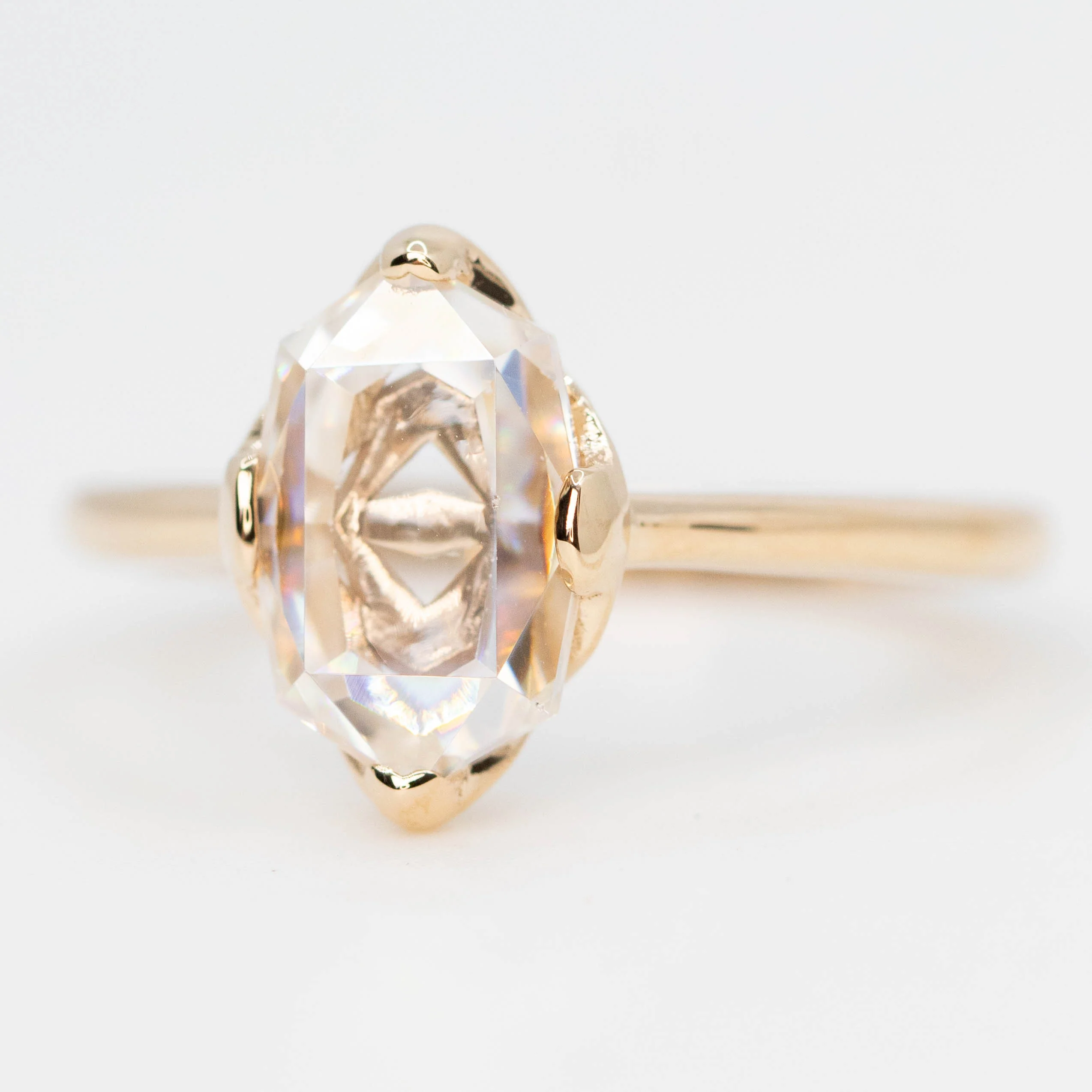 Nora Ring with a 2.27 Carat Portrait Cut Moissanite in 14k Champagne Gold - Ready to Size and Ship - Image 3