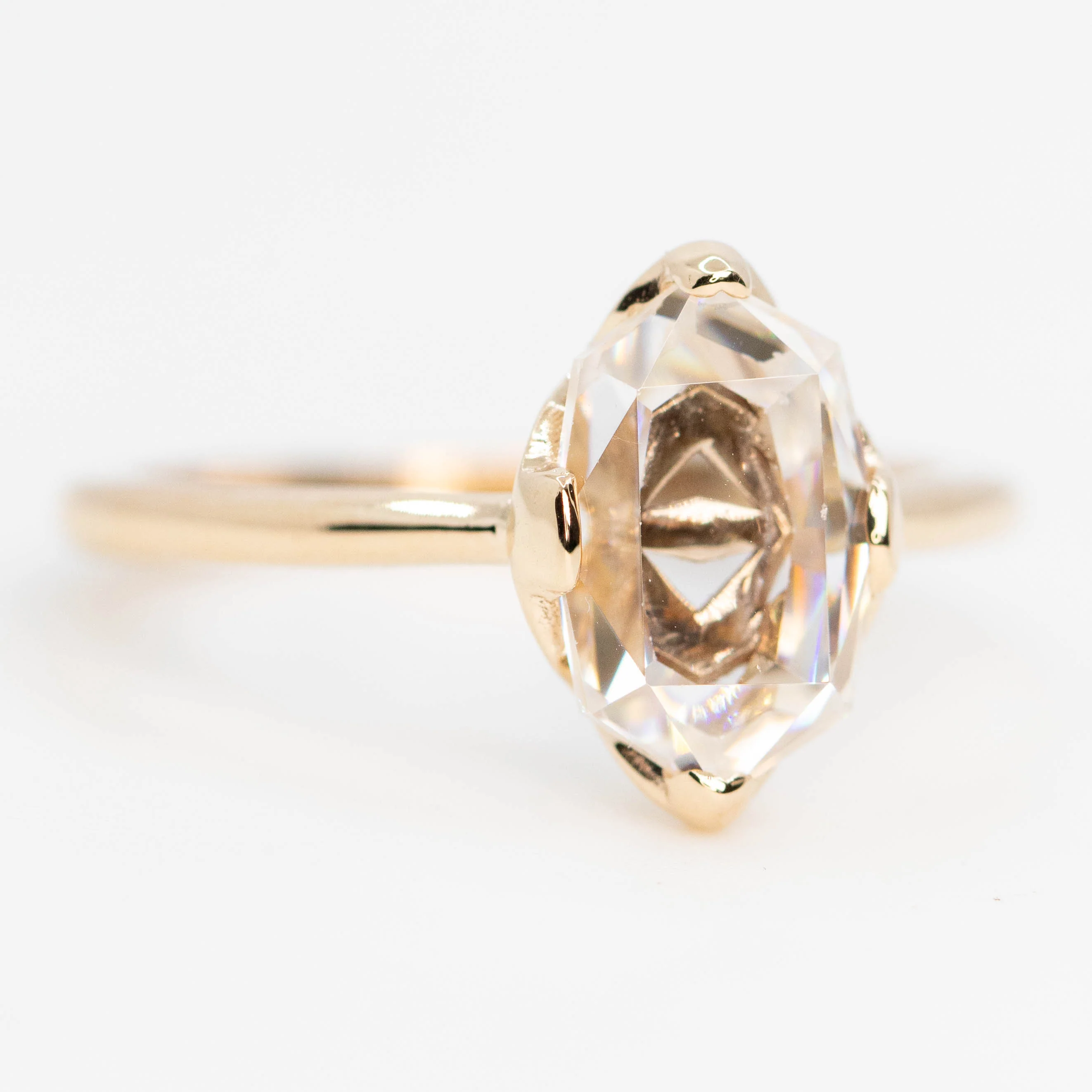 Nora Ring with a 2.27 Carat Portrait Cut Moissanite in 14k Champagne Gold - Ready to Size and Ship - Image 4