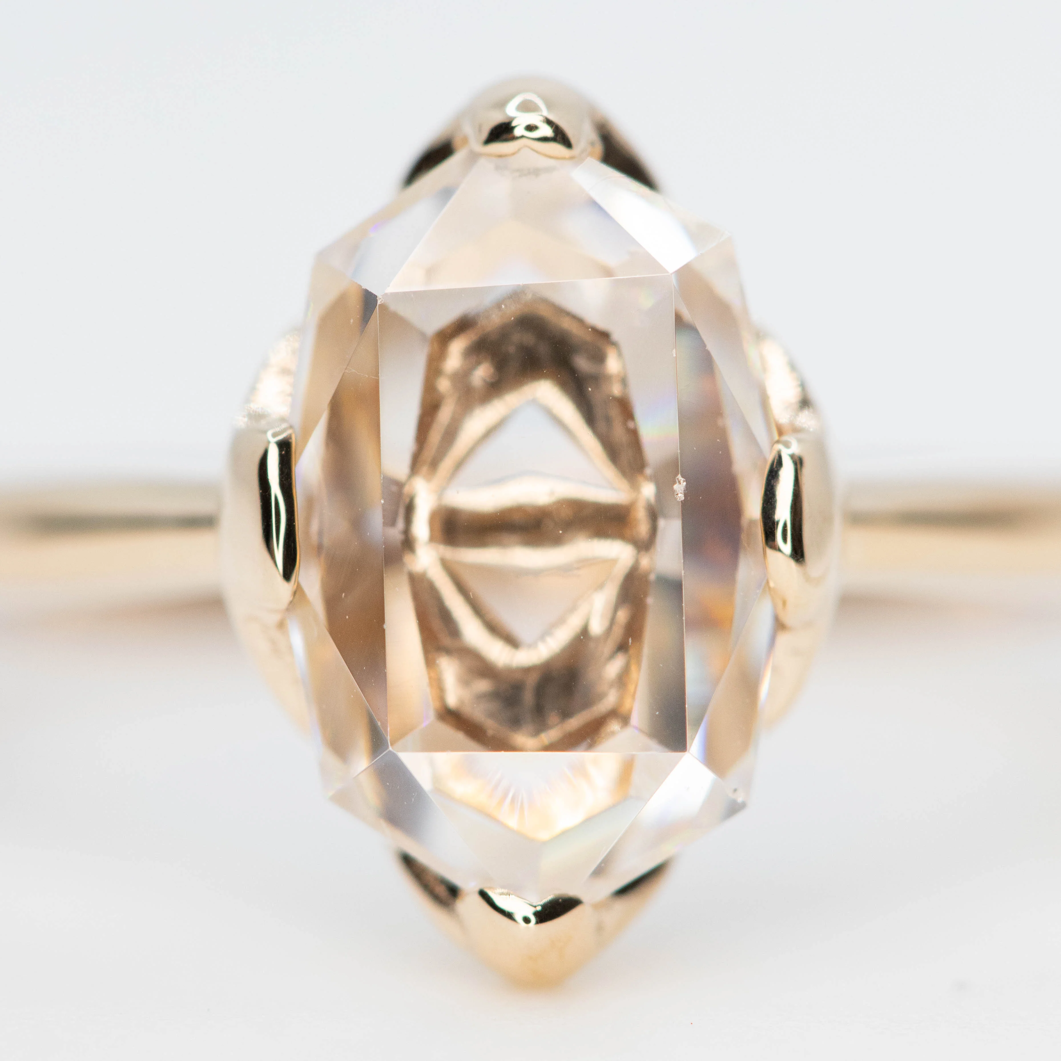 Nora Ring with a 2.27 Carat Portrait Cut Moissanite in 14k Champagne Gold - Ready to Size and Ship - Image 7