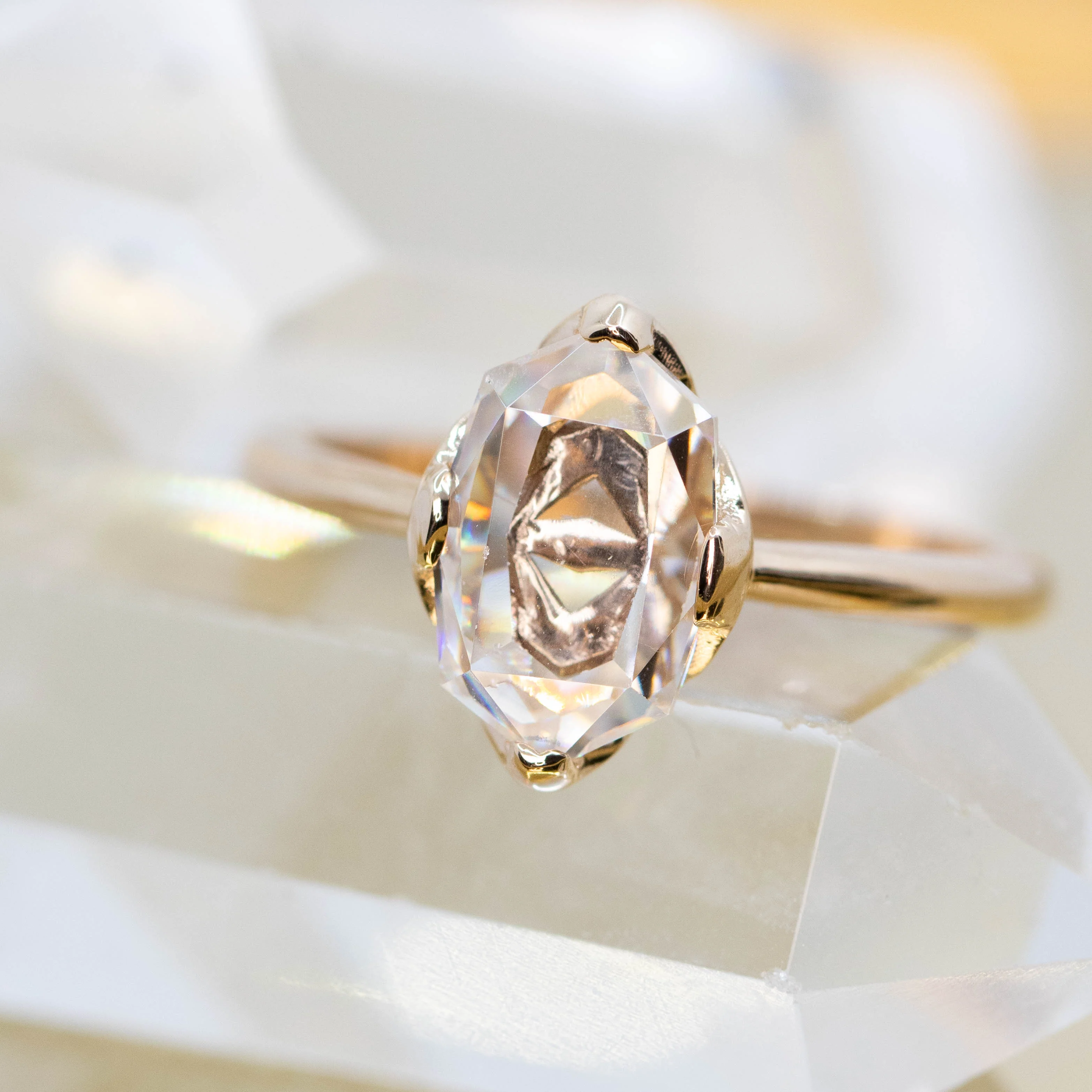Nora Ring with a 2.27 Carat Portrait Cut Moissanite in 14k Champagne Gold - Ready to Size and Ship - Image 8