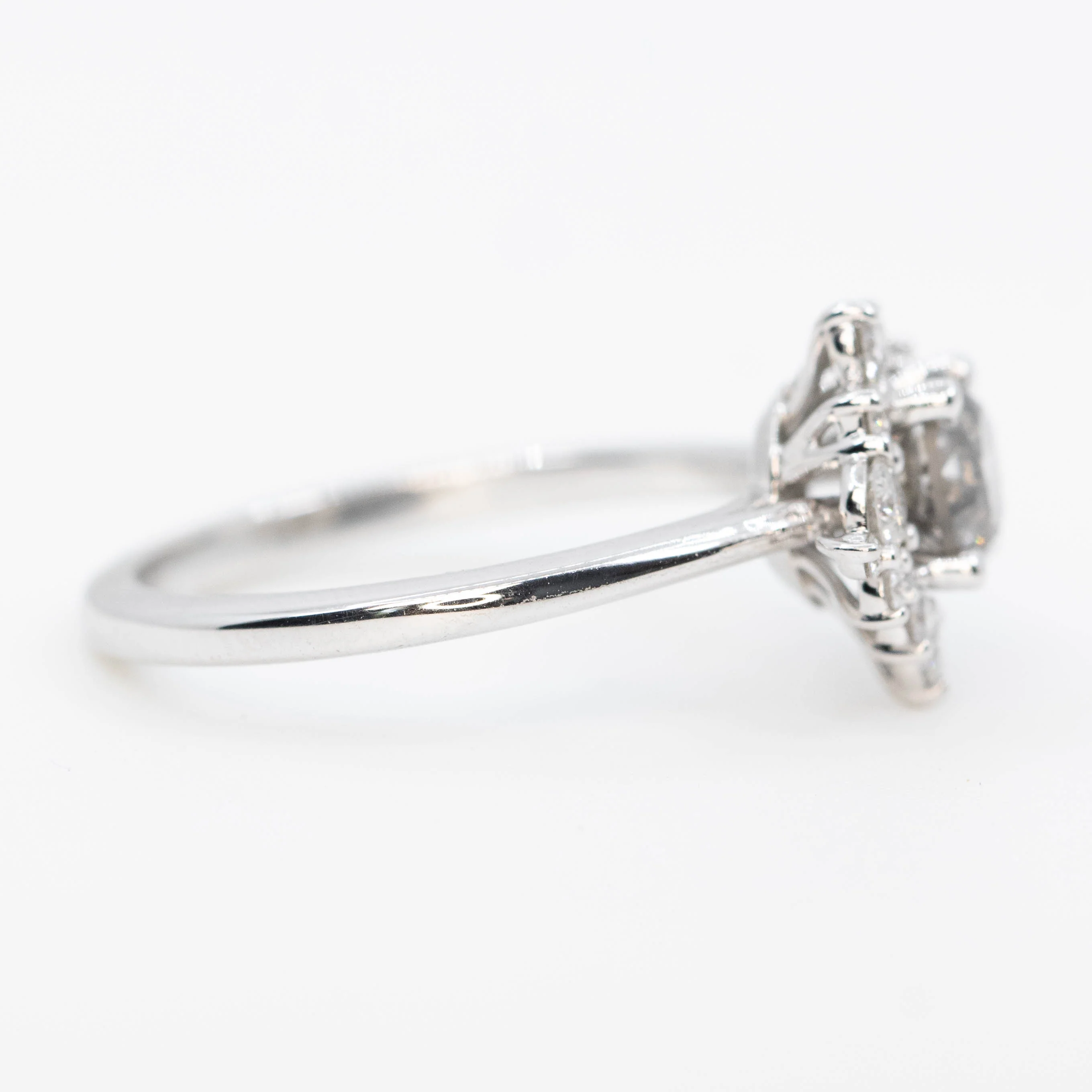 Orion Ring with a 0.81 Carat Round Charcoal Salt and Pepper Diamond and White Accent Diamonds in 14k White Gold - Ready to Size and Ship - Image 5