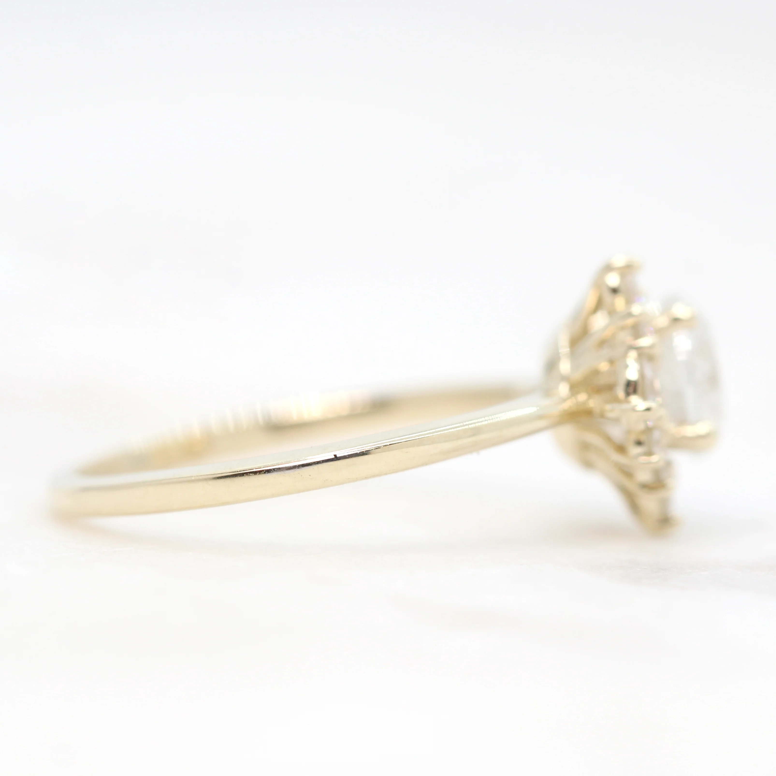 Orion Ring with a 1.00 Carat Round White Salt and Pepper Diamond and White Accent Diamonds in 14k Yellow Gold - Ready to Size and Ship - Image 5