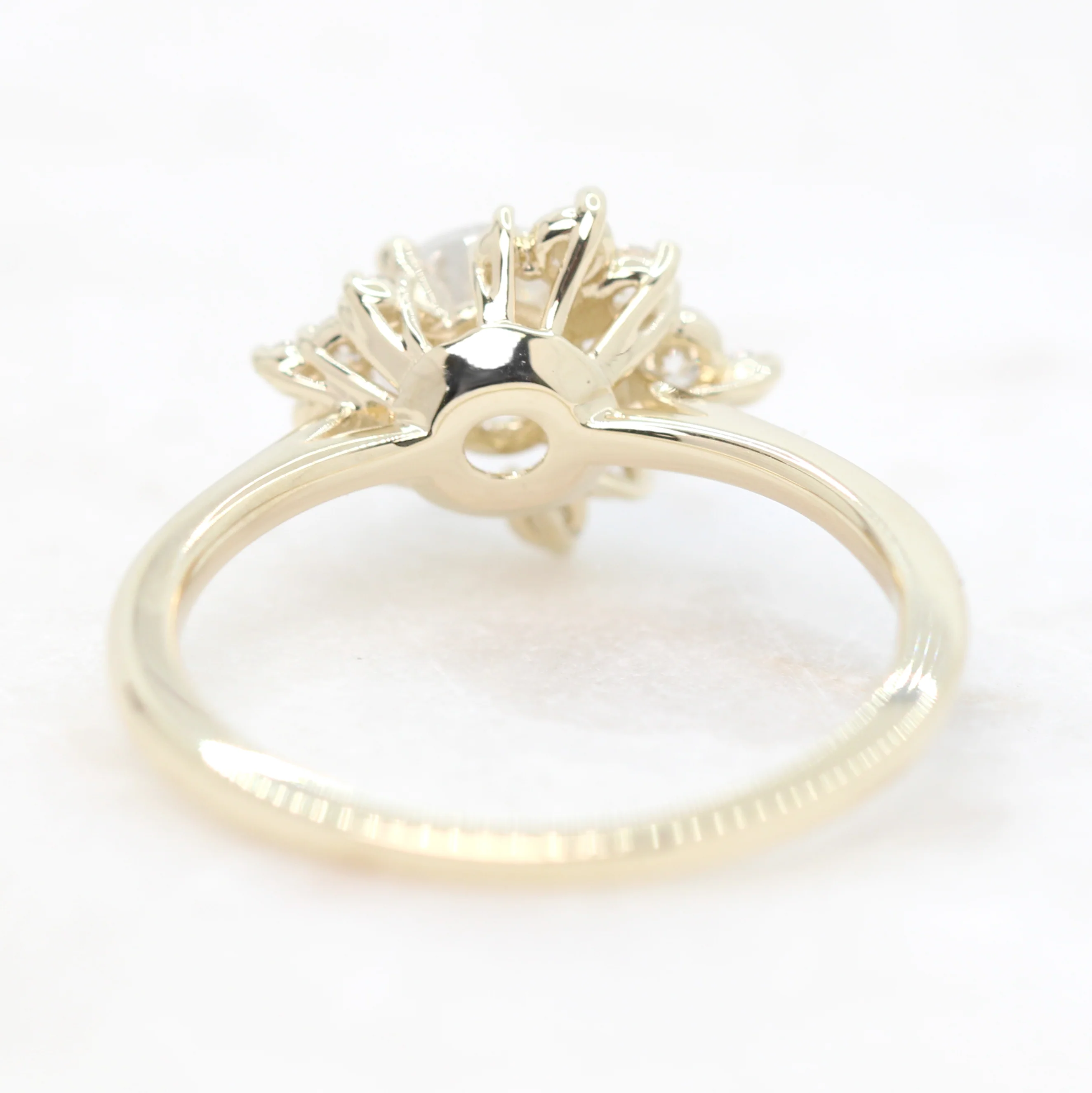 Orion Ring with a 1.00 Carat Round White Salt and Pepper Diamond and White Accent Diamonds in 14k Yellow Gold - Ready to Size and Ship - Image 6