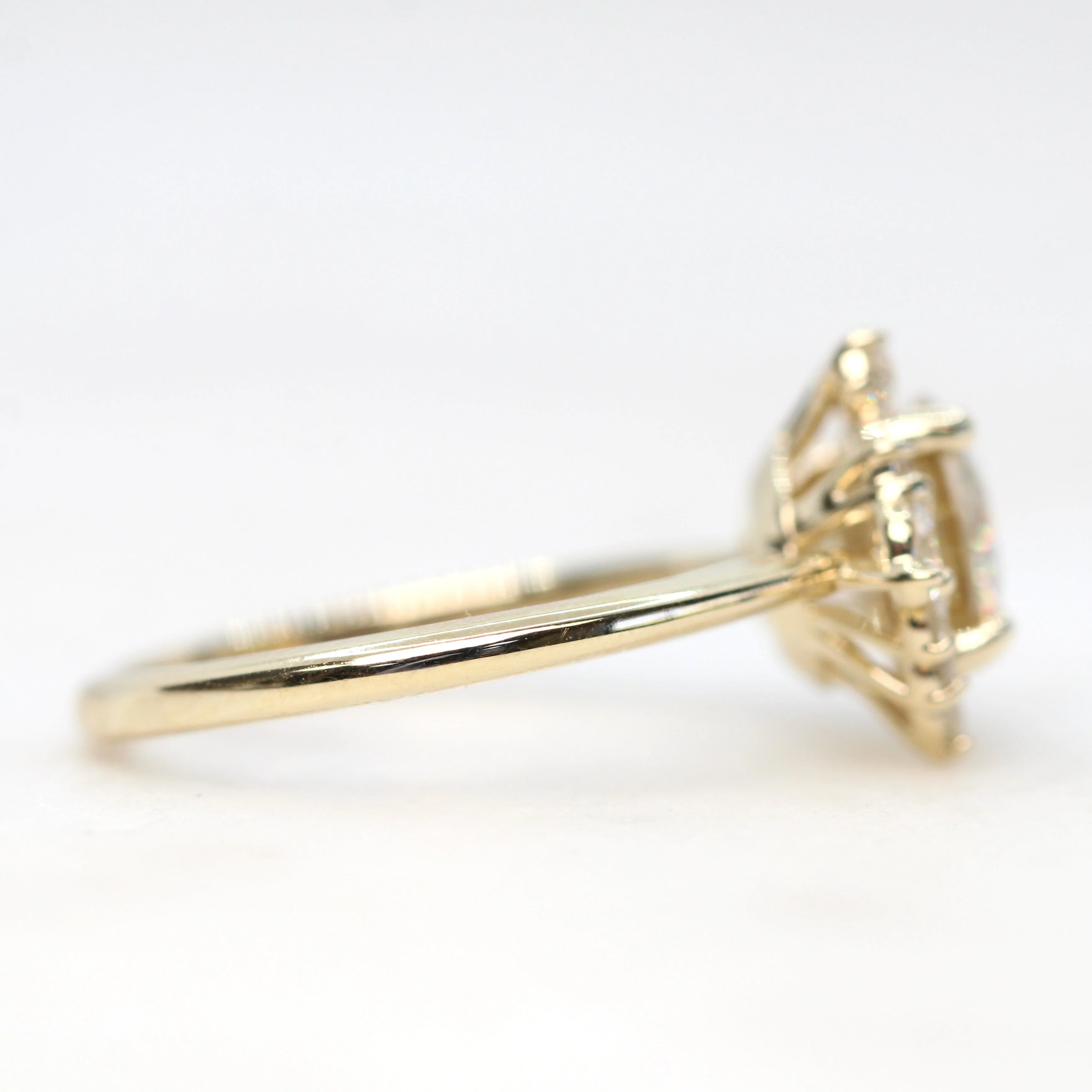 Orion Ring with a 1.25 Carat Round Golden Champagne Moissanite and White Accent Diamonds - Made to Order - Image 5