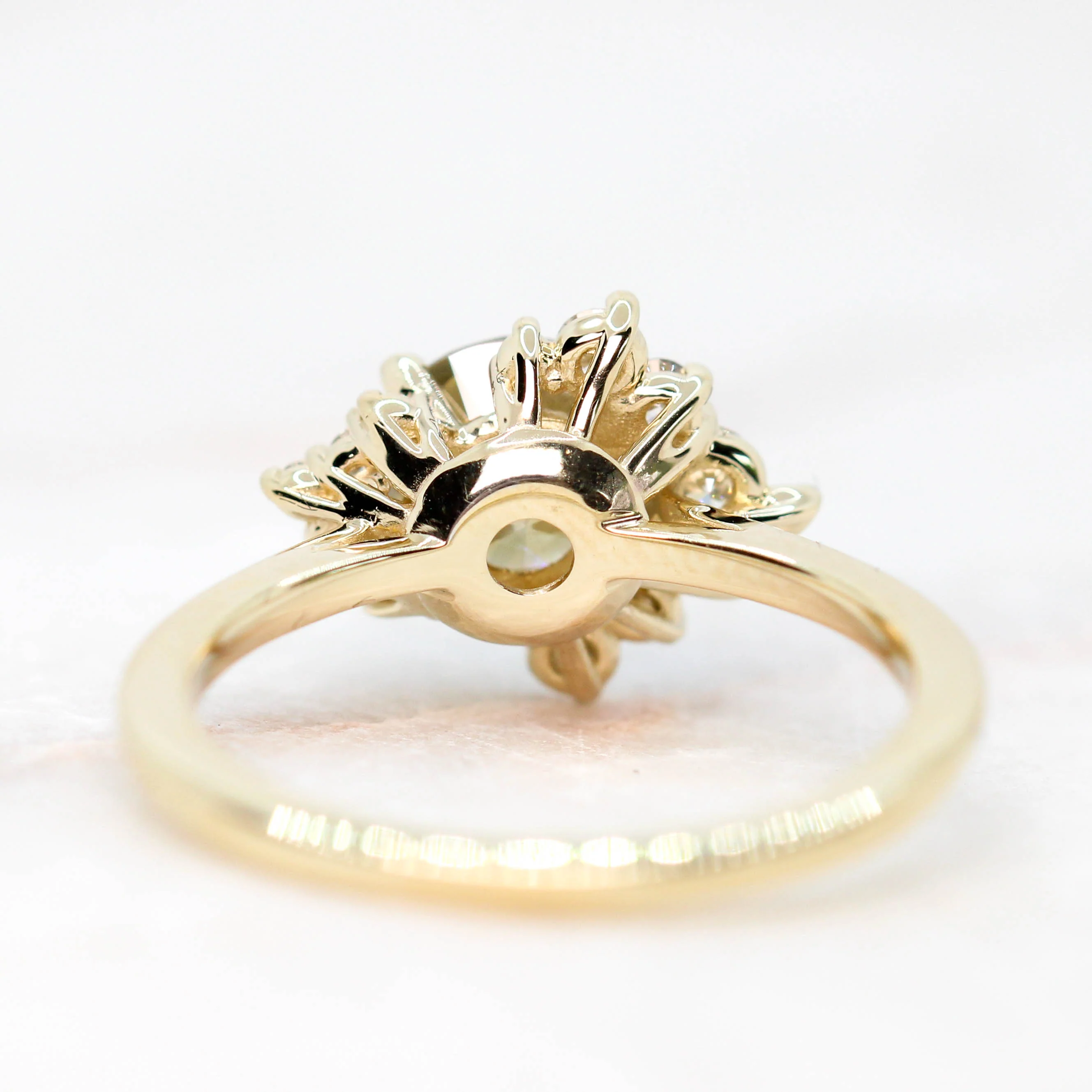Orion Ring with a 1.35 Carat Round Champagne Diamond and White Accent Diamonds in 14k Yellow Gold - Ready to Size and Ship - Image 7