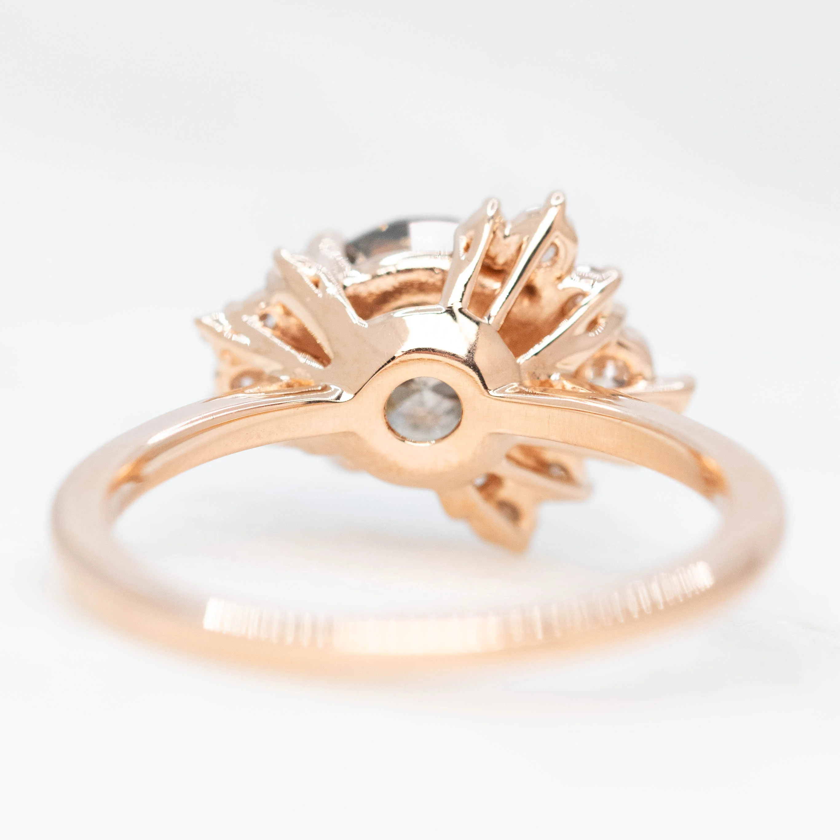 Orion Ring with a 1.81 Carat Round Champagne Salt and Pepper Diamond and White Accent Diamonds in 14k Rose Gold - Ready to Size and Ship - Image 6
