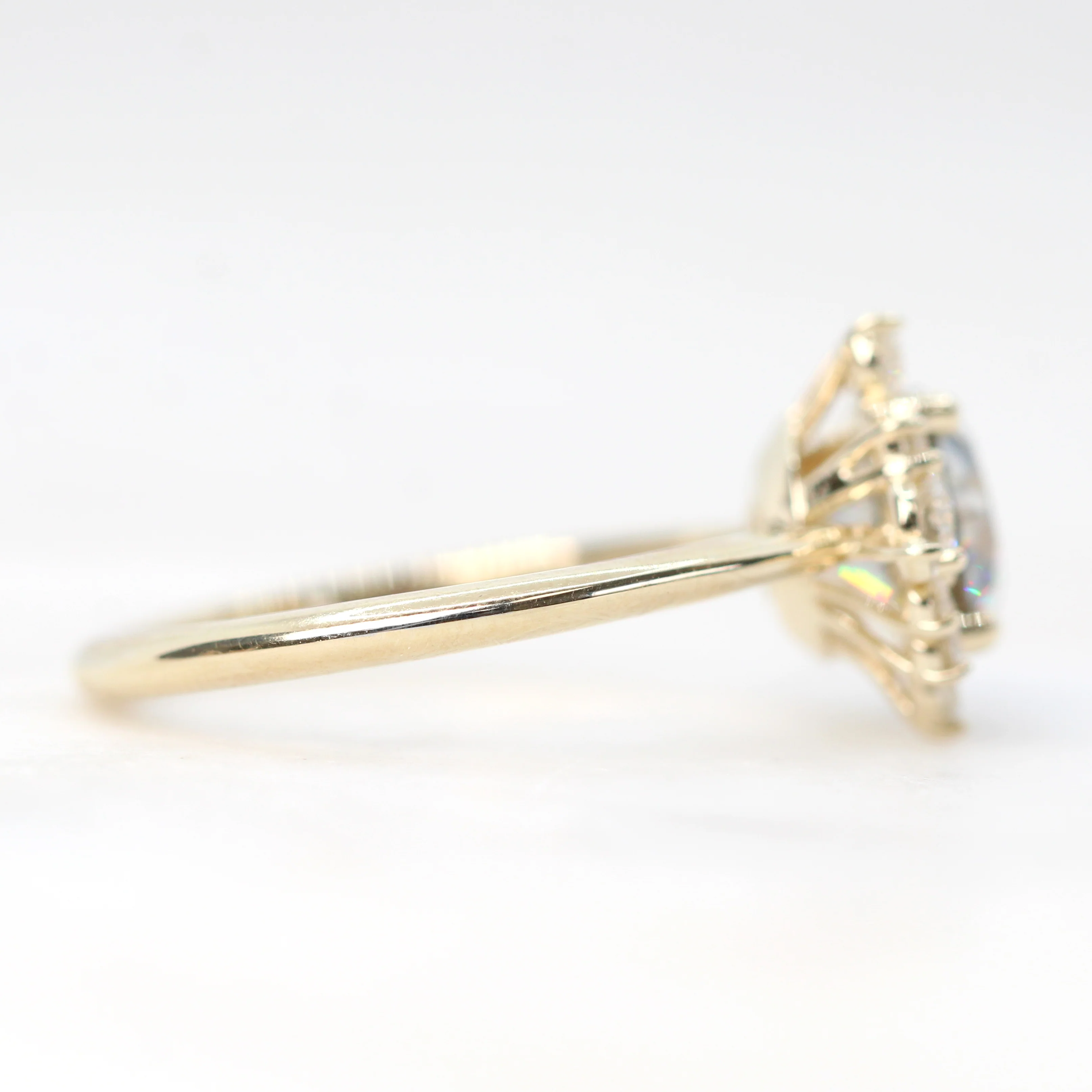 Orion Ring with a Round Gray Moissanite and White Accent Diamonds - Made to Order - Image 5