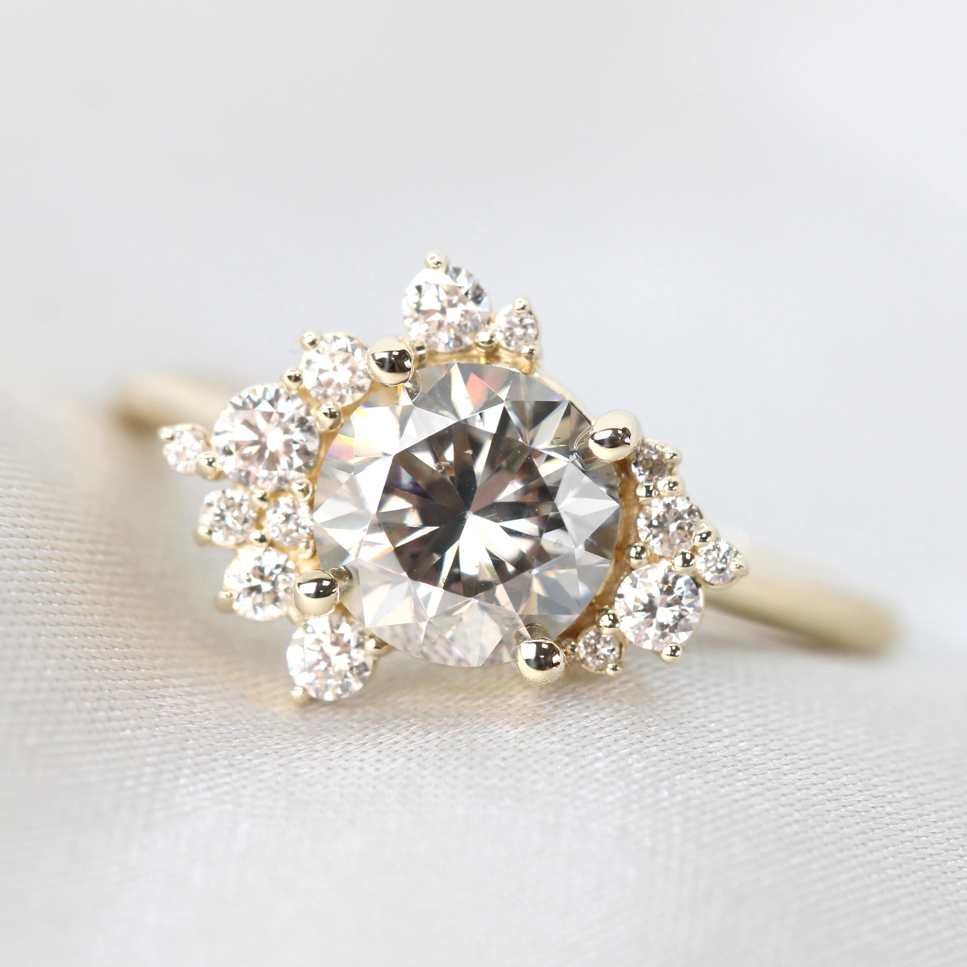 Orion Ring with a Round Gray Moissanite and White Accent Diamonds - Made to Order - Image 7