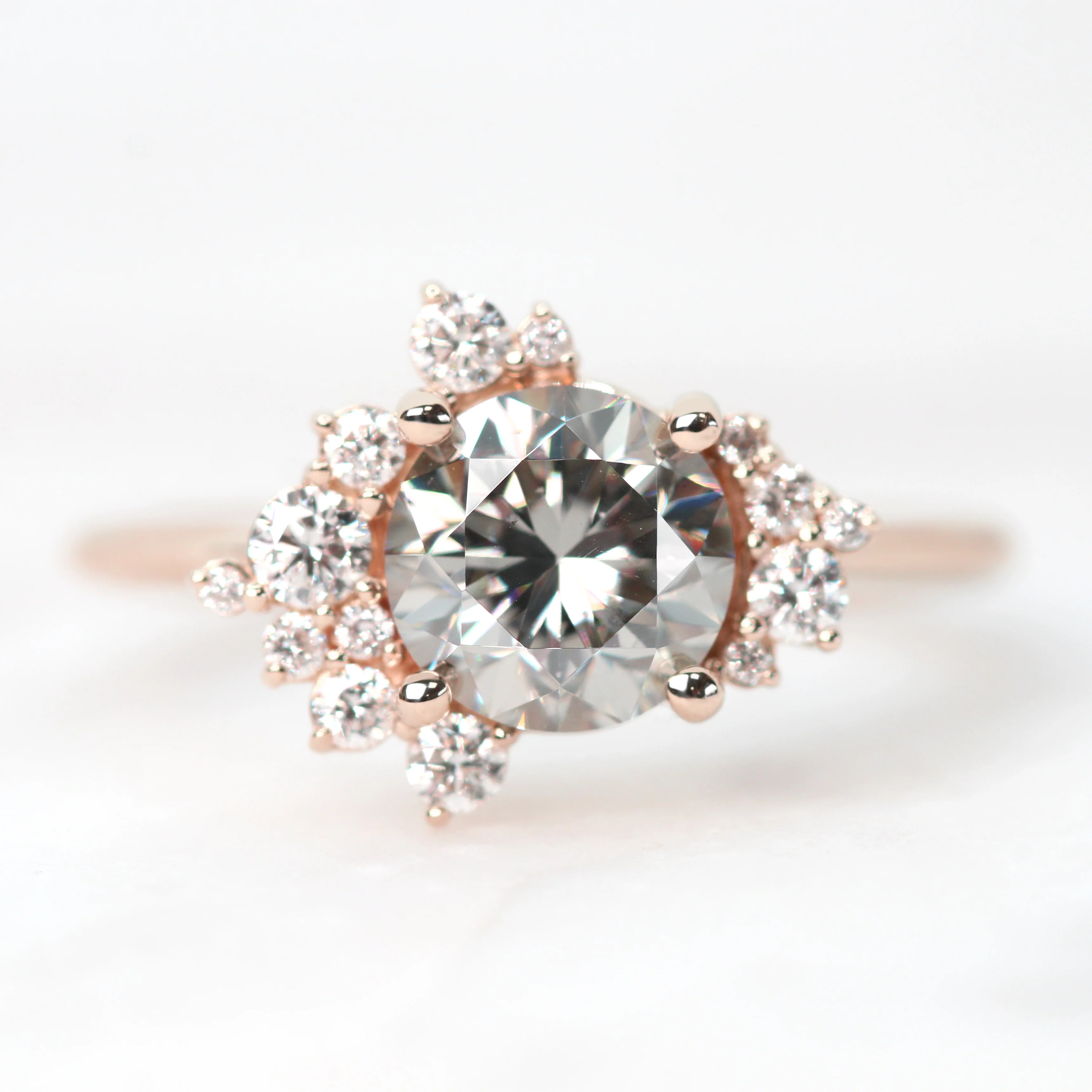 Orion Ring with a Round Gray Moissanite and White Accent Diamonds - Made to Order - Image 8